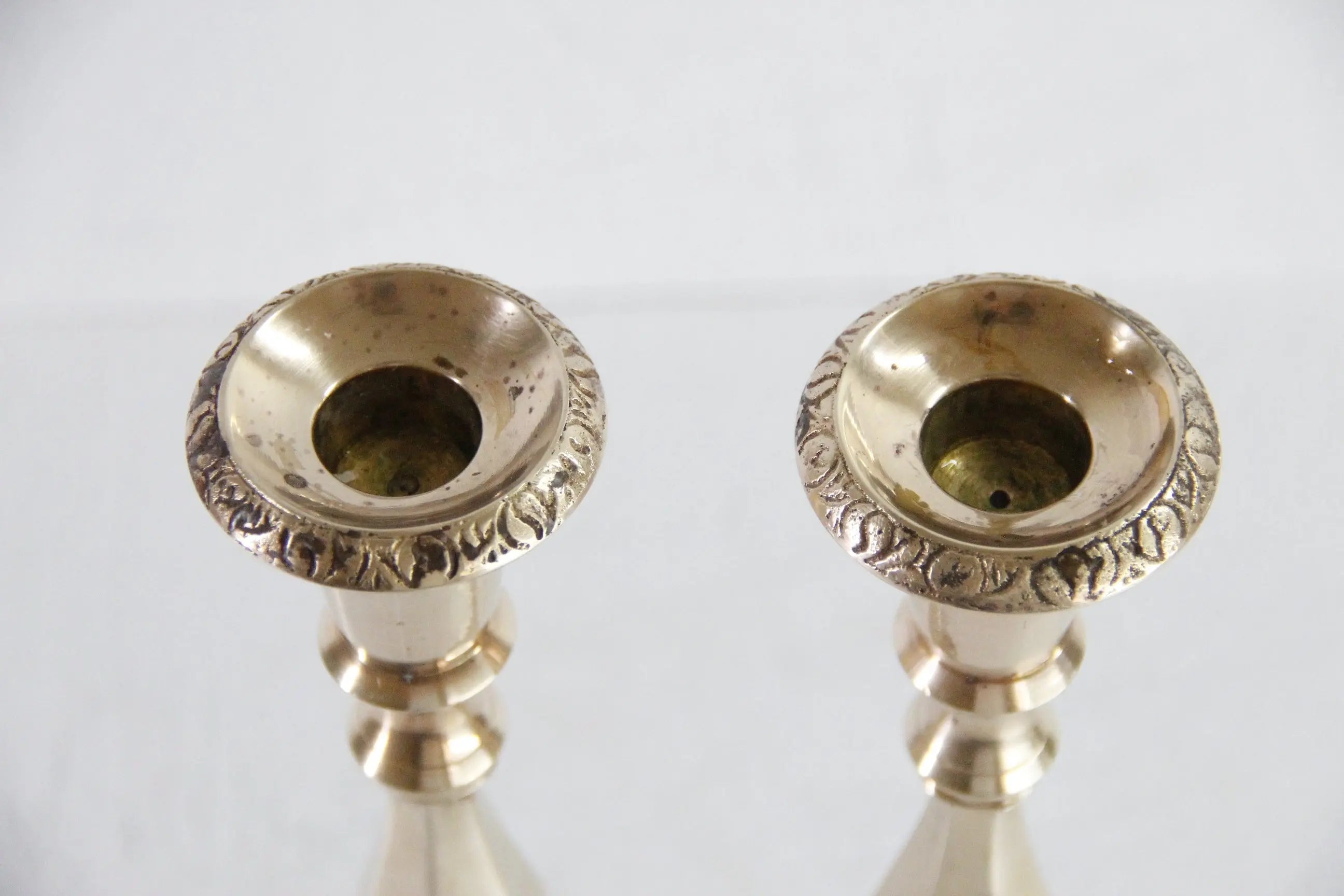 Vintage Solid Brass Candle Holder | French Style Set of 2  Debra Hall Lifestyle
