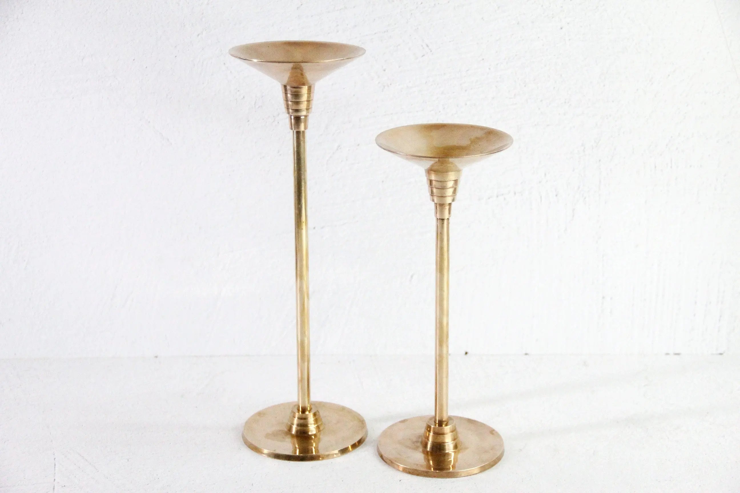 Vintage Solid Brass Candle Holders | Art Deco Pair  Debra Hall Lifestyle