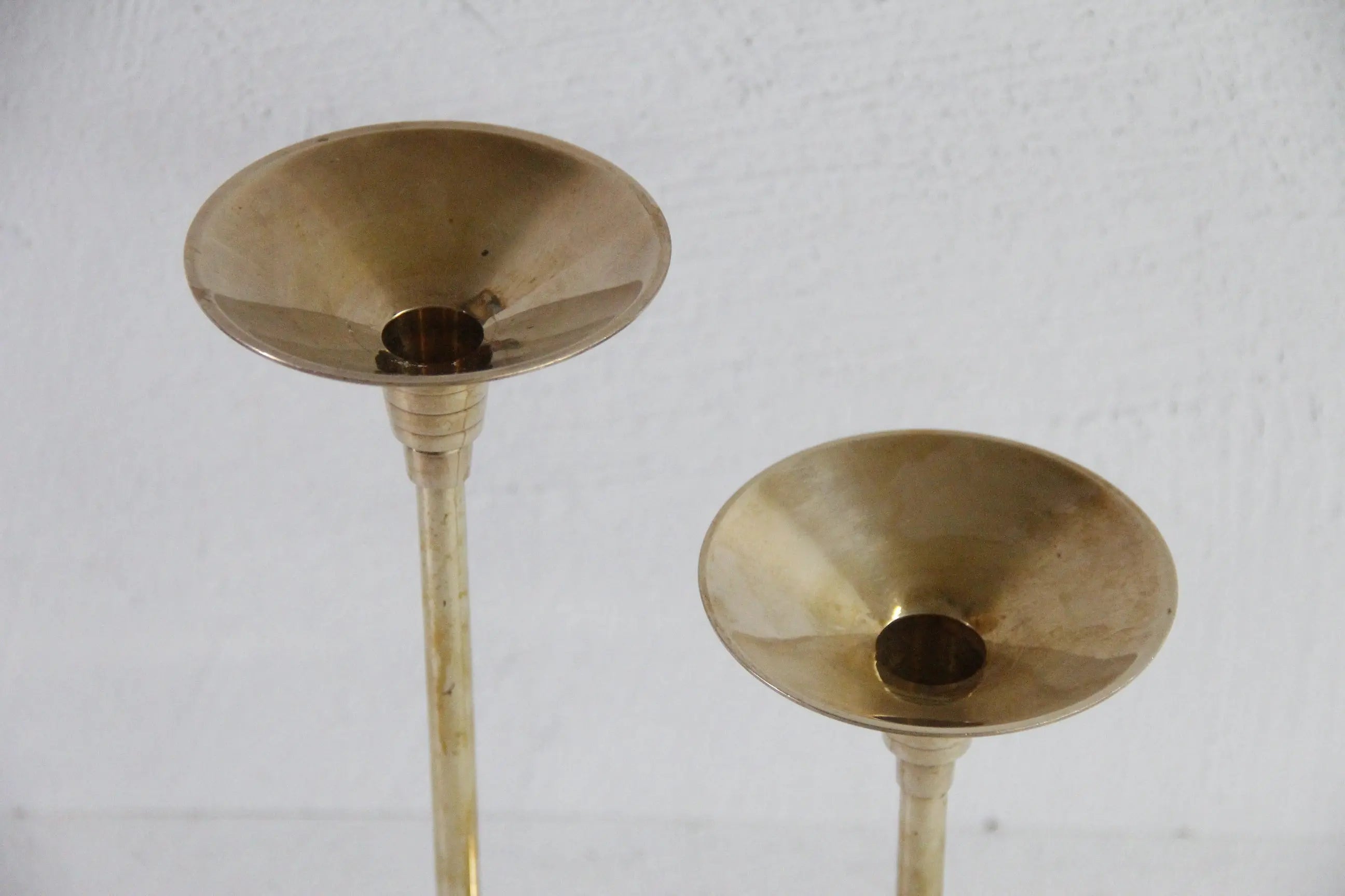 Vintage Solid Brass Candle Holders | Art Deco Pair  Debra Hall Lifestyle