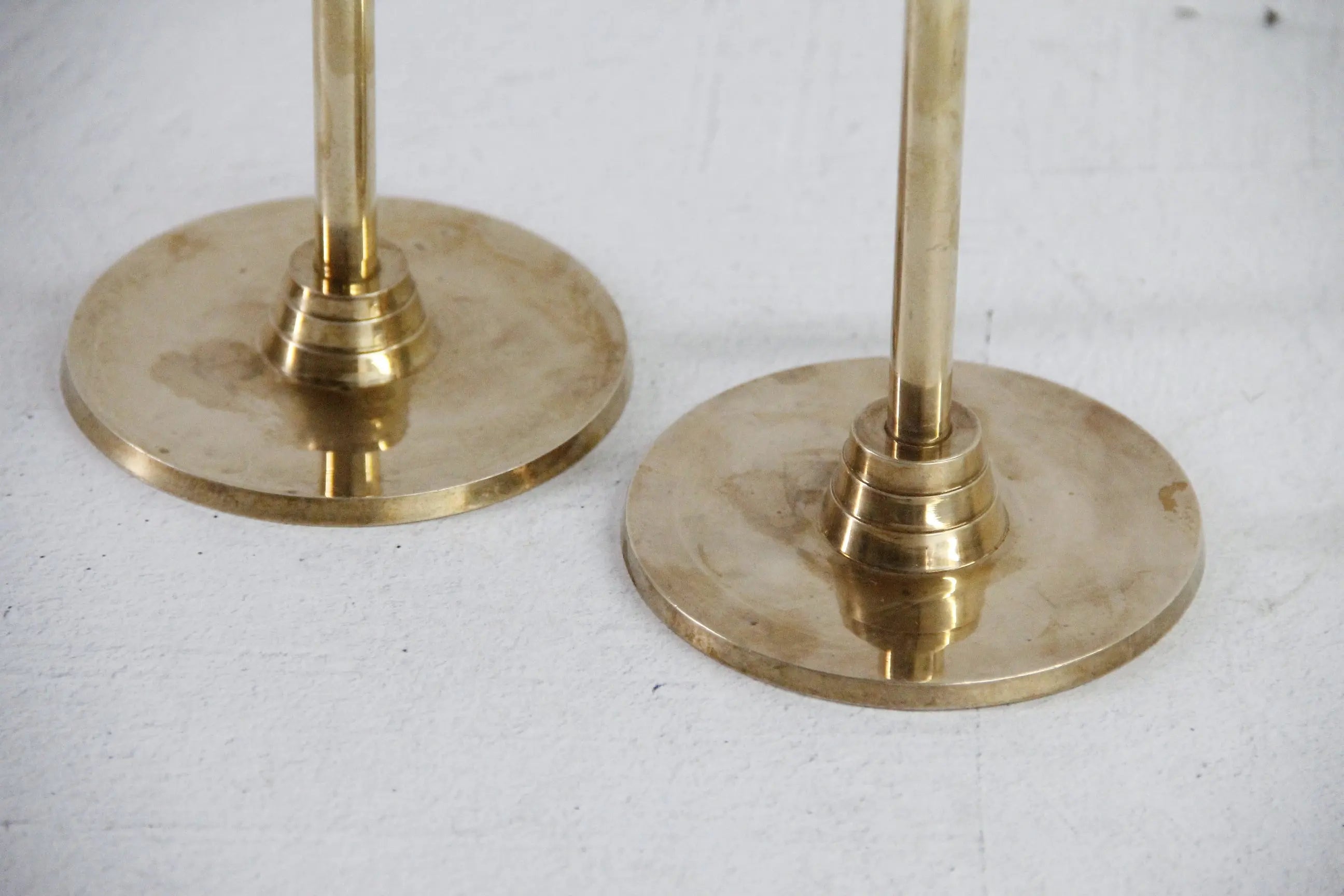 Vintage Solid Brass Candle Holders | Art Deco Pair  Debra Hall Lifestyle