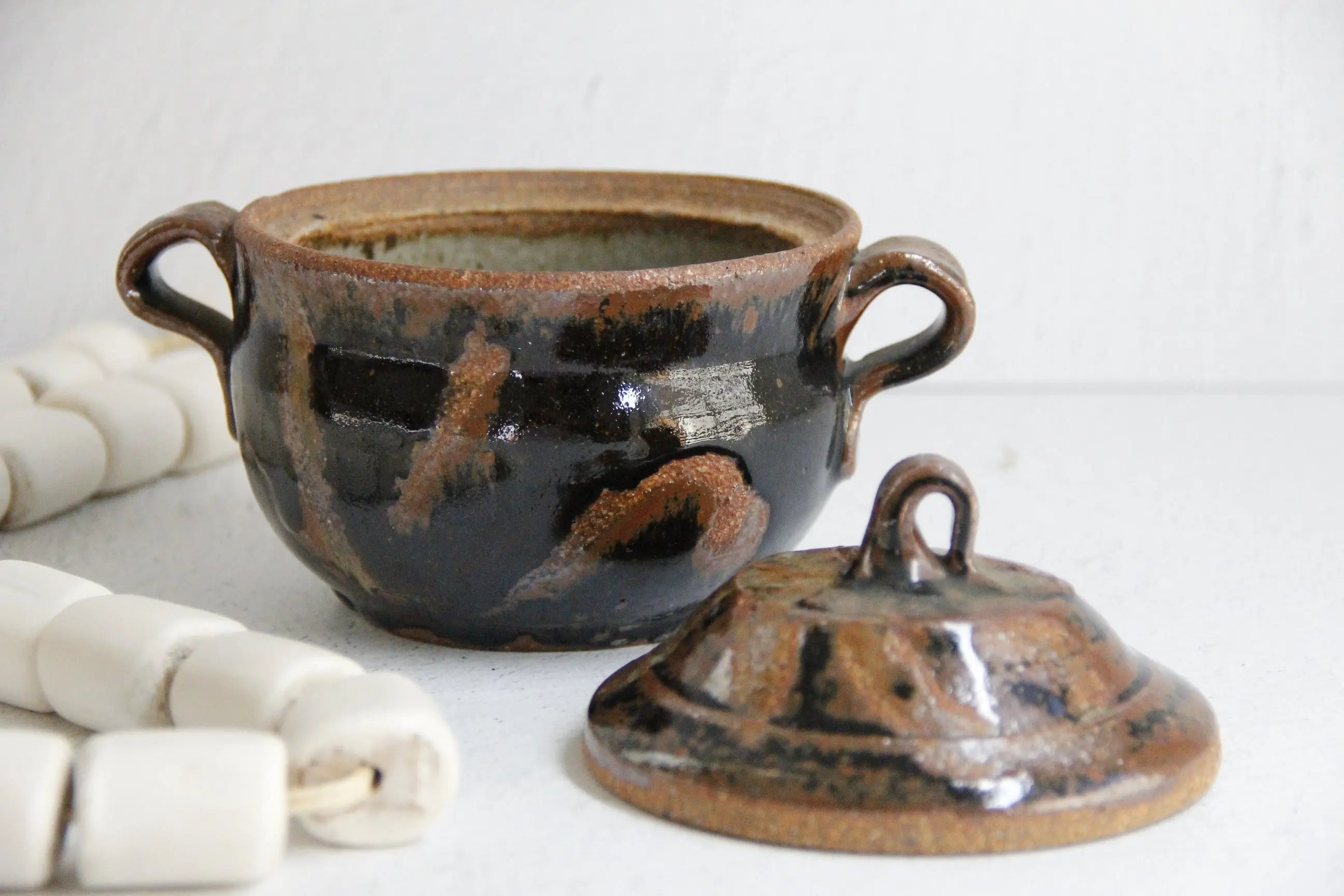 Vintage Studio Pottery Covered Bowl | Hand Made Signed  Debra Hall Lifestyle