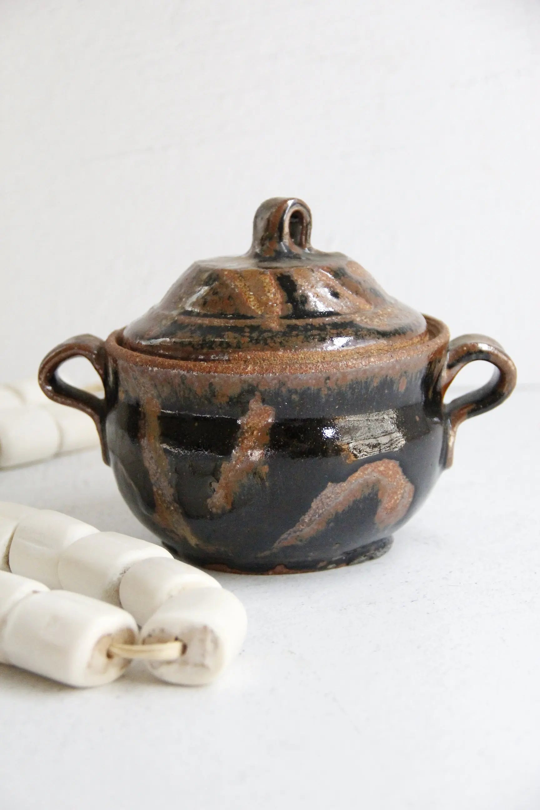 Vintage Studio Pottery Covered Bowl | Hand Made Signed  Debra Hall Lifestyle