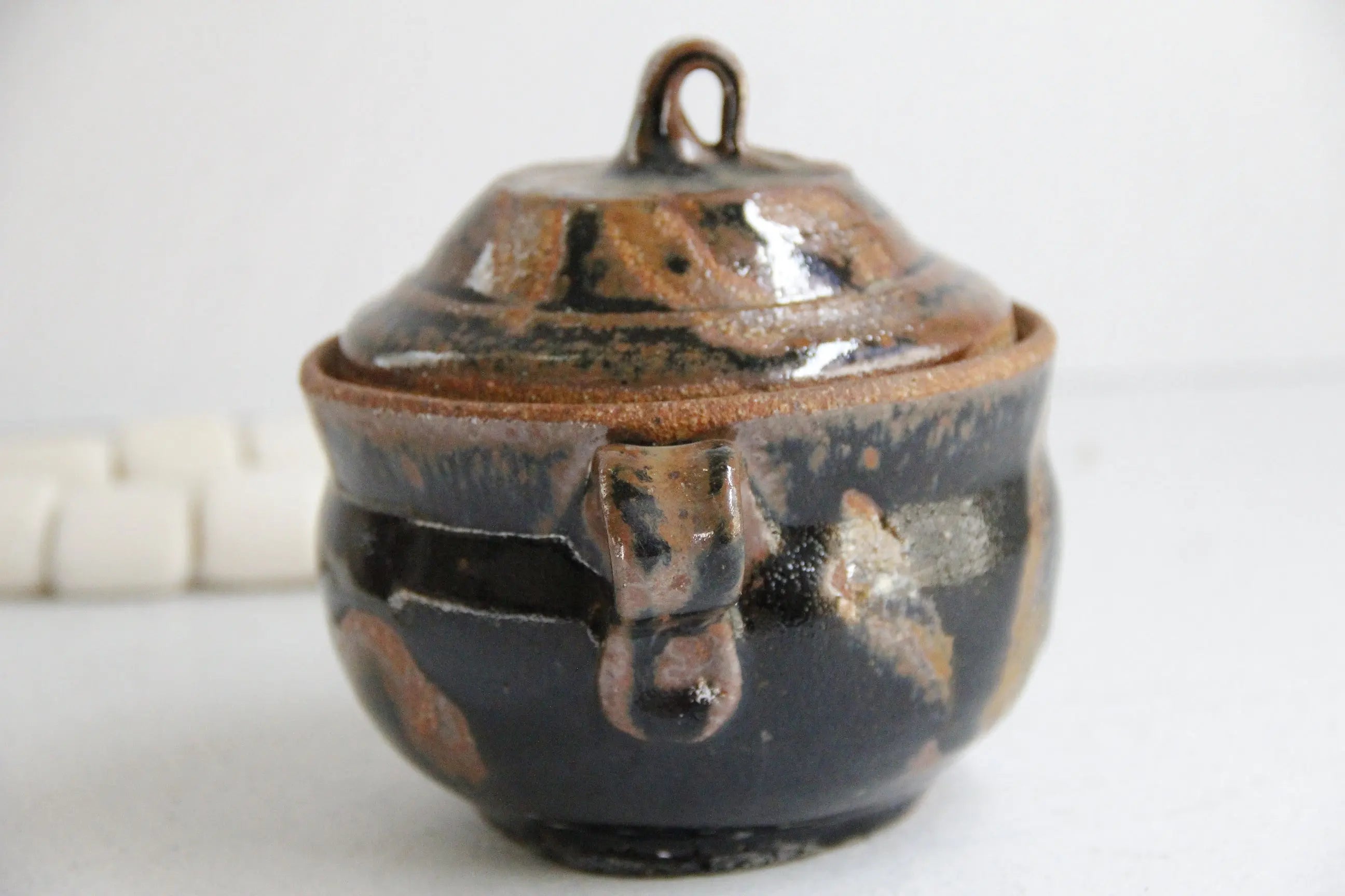 Vintage Studio Pottery Covered Bowl | Hand Made Signed  Debra Hall Lifestyle