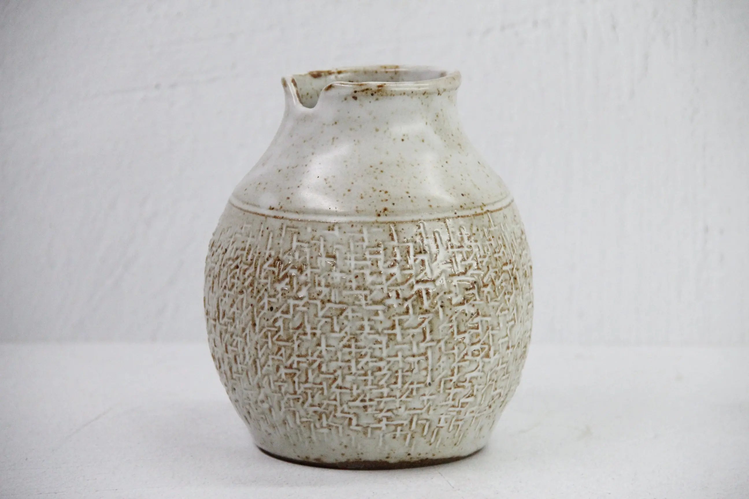 Vintage Studio Pottery Vase | Light Midcentury Vessel-Signed  Debra Hall Lifestyle