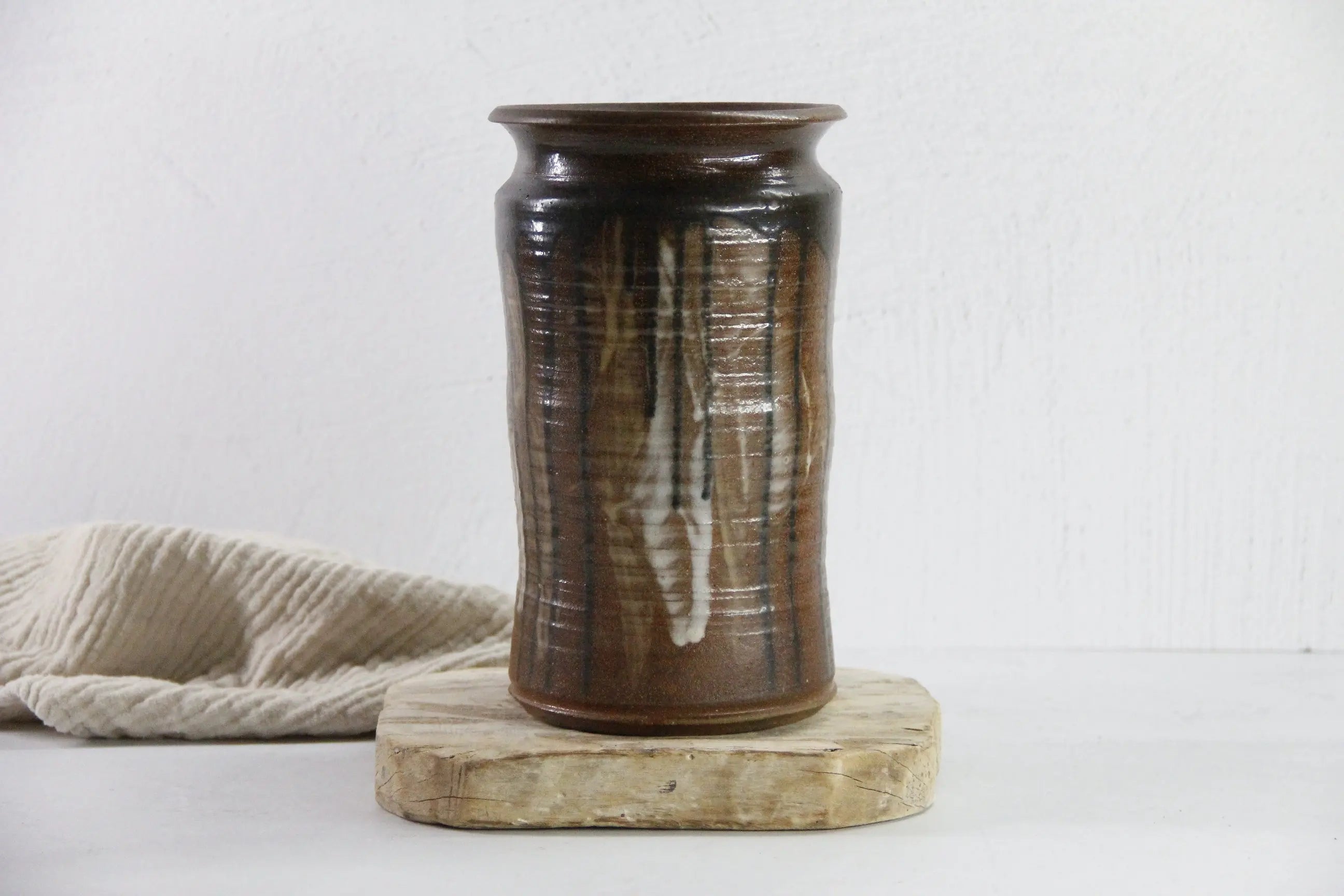 Vintage Studio Pottery Vase | Neutral Decorative Vessel  Debra Hall Lifestyle