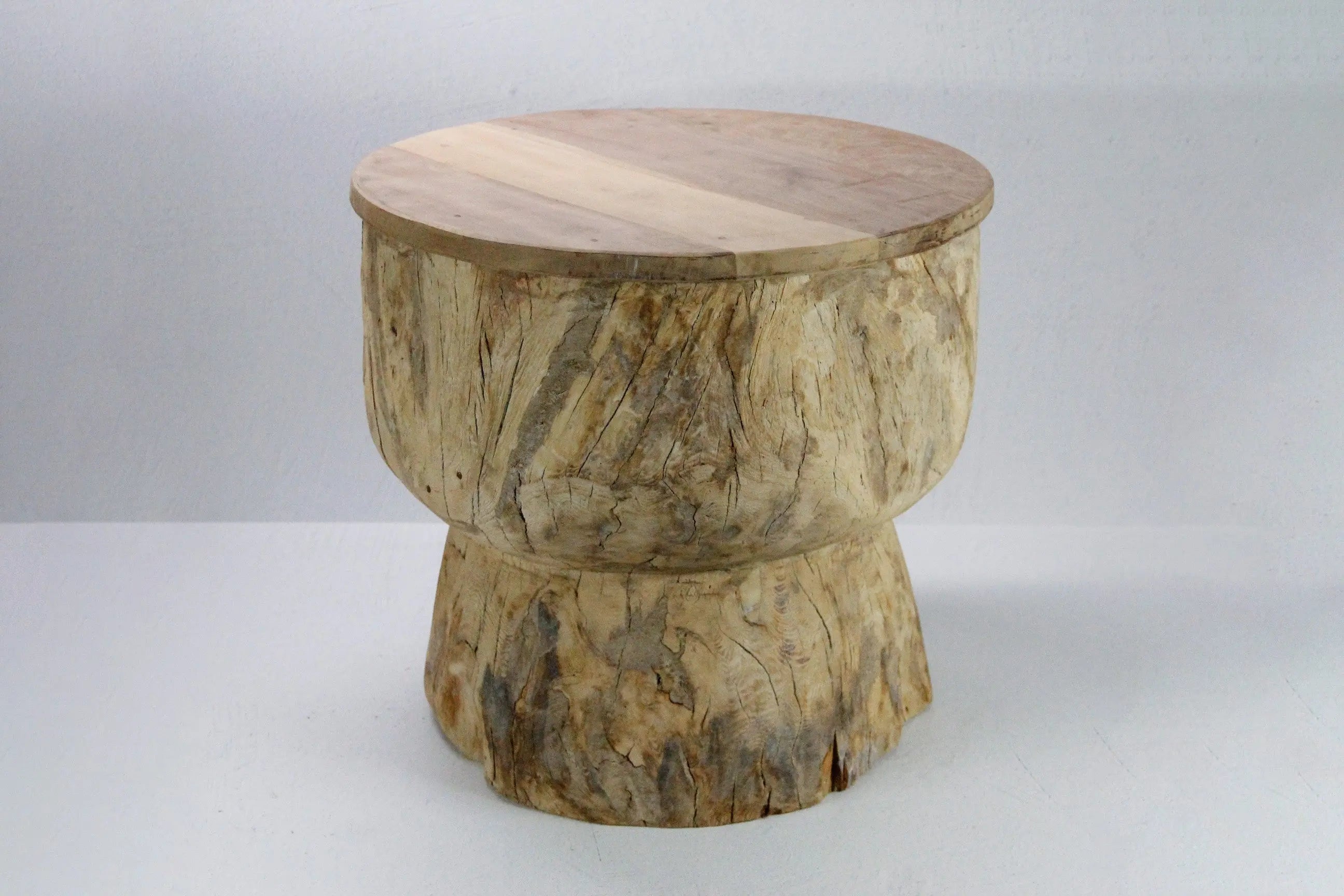 Vintage Teak Side Table | Ukhali Stool  Debra Hall Lifestyle