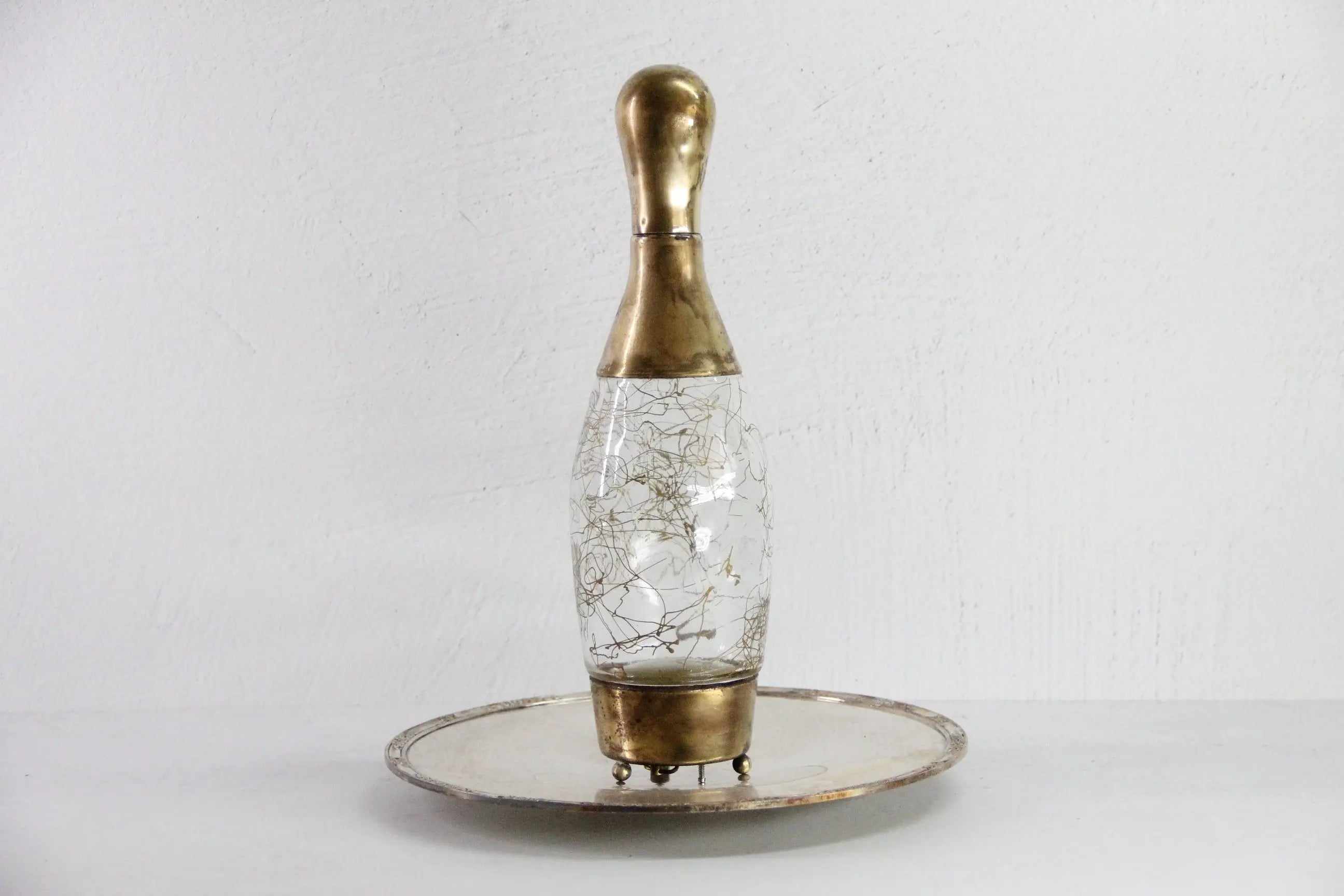 Vintage Whiskey Decanter | Brass Glass Bowling Pin Music Box  Debra Hall Lifestyle