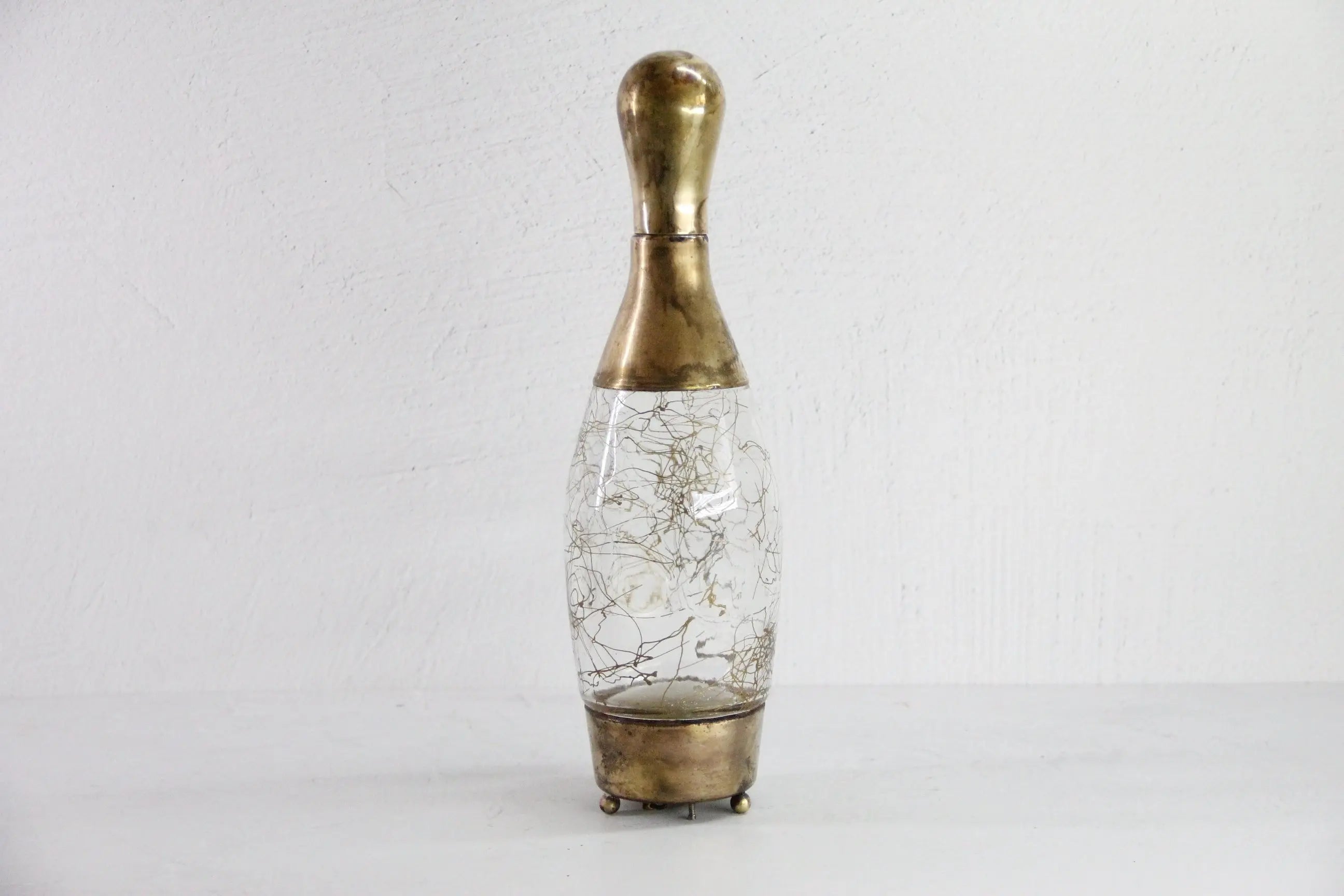 Vintage Whiskey Decanter | Brass Glass Bowling Pin Music Box  Debra Hall Lifestyle