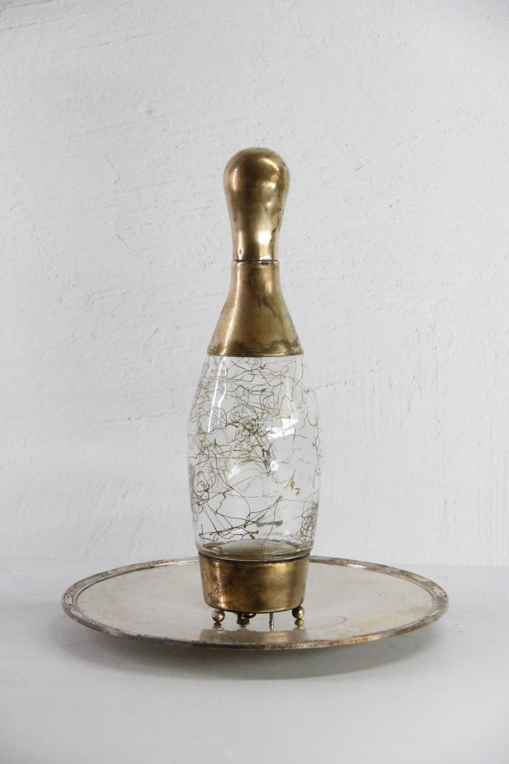 Vintage Whiskey Decanter | Brass Glass Bowling Pin Music Box  Debra Hall Lifestyle