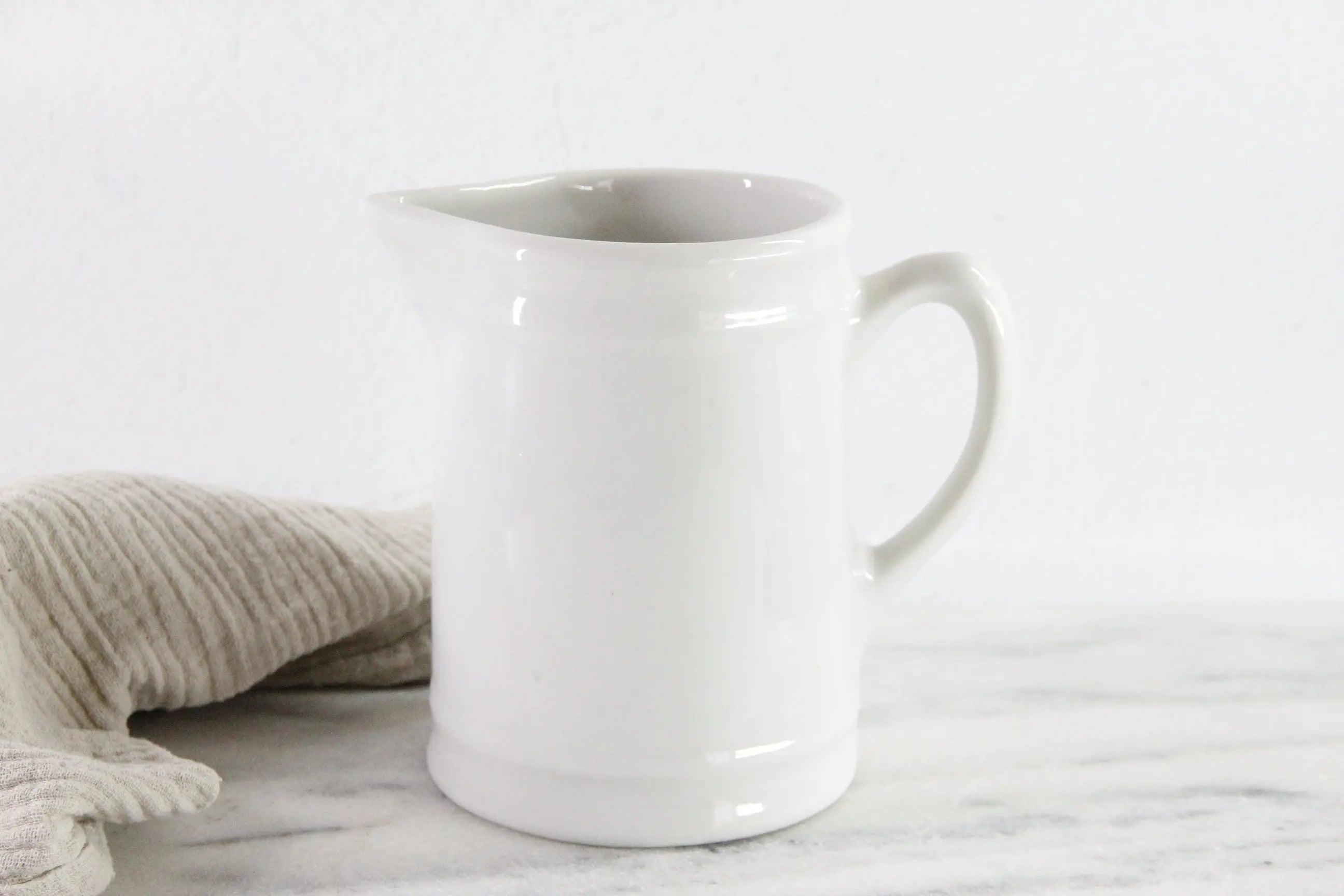 Vintage White Ironstone Milk Pitcher | Tepco China Jug