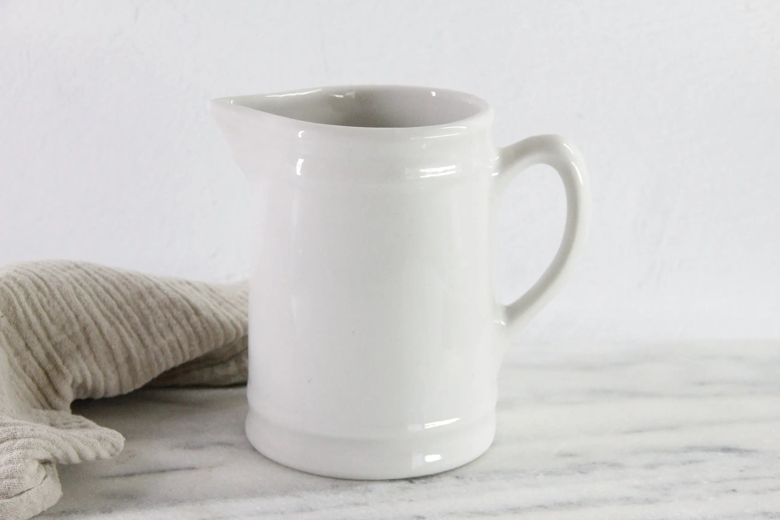 Vintage White Ironstone Milk Pitcher | Tepco China Jug