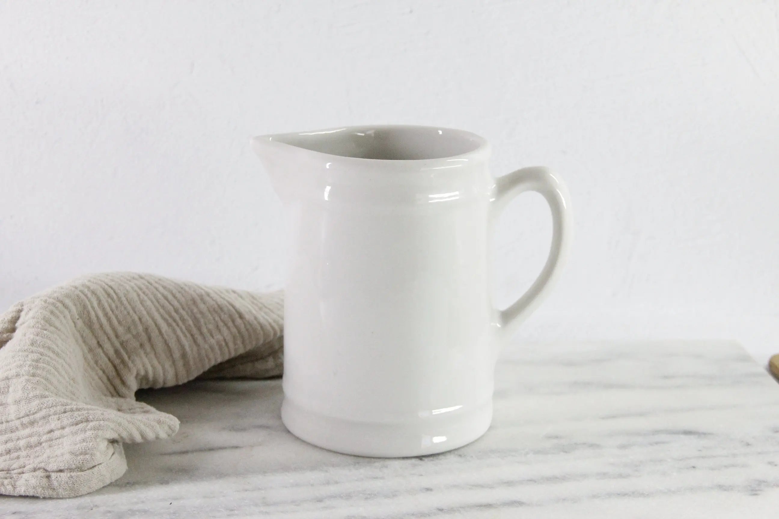 Vintage White Ironstone Milk Pitcher | Tepco China Jug