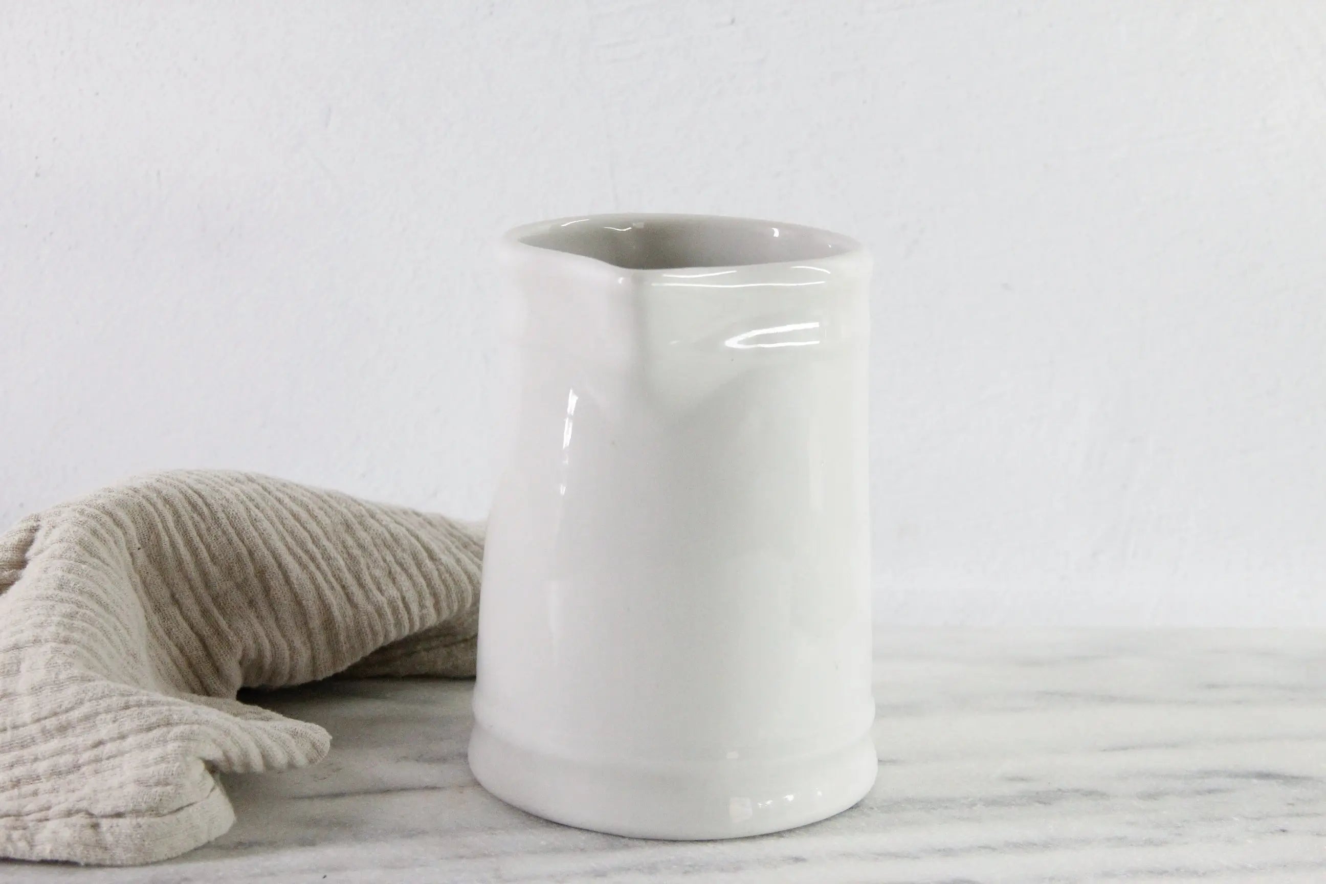 Vintage White Ironstone Milk Pitcher | Tepco China Jug