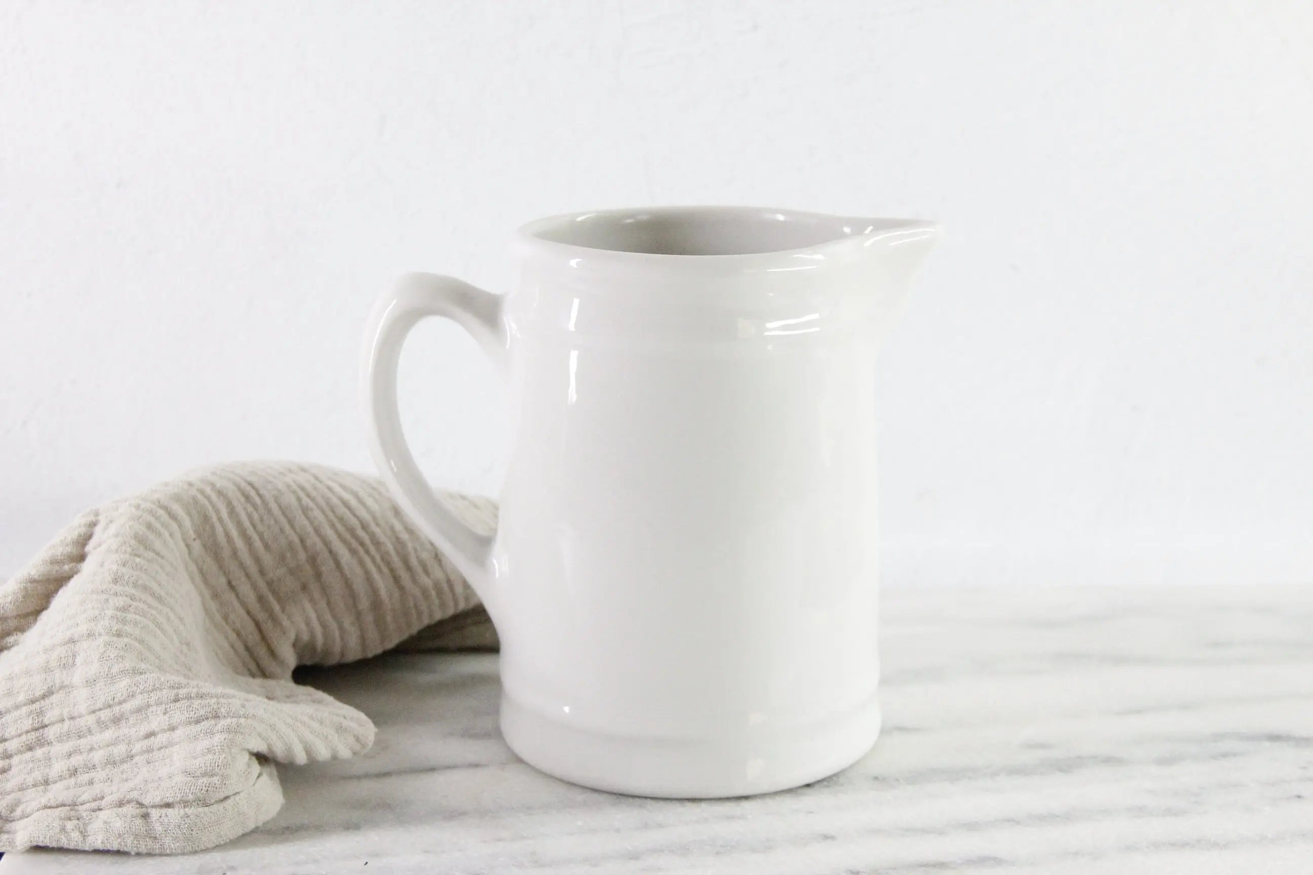 Vintage White Ironstone Milk Pitcher | Tepco China Jug