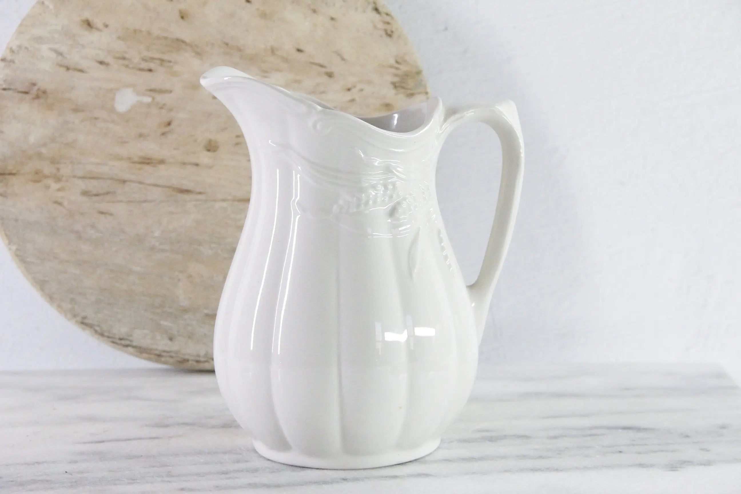 Vintage White Ironstone Pitcher | English Royal Crownford