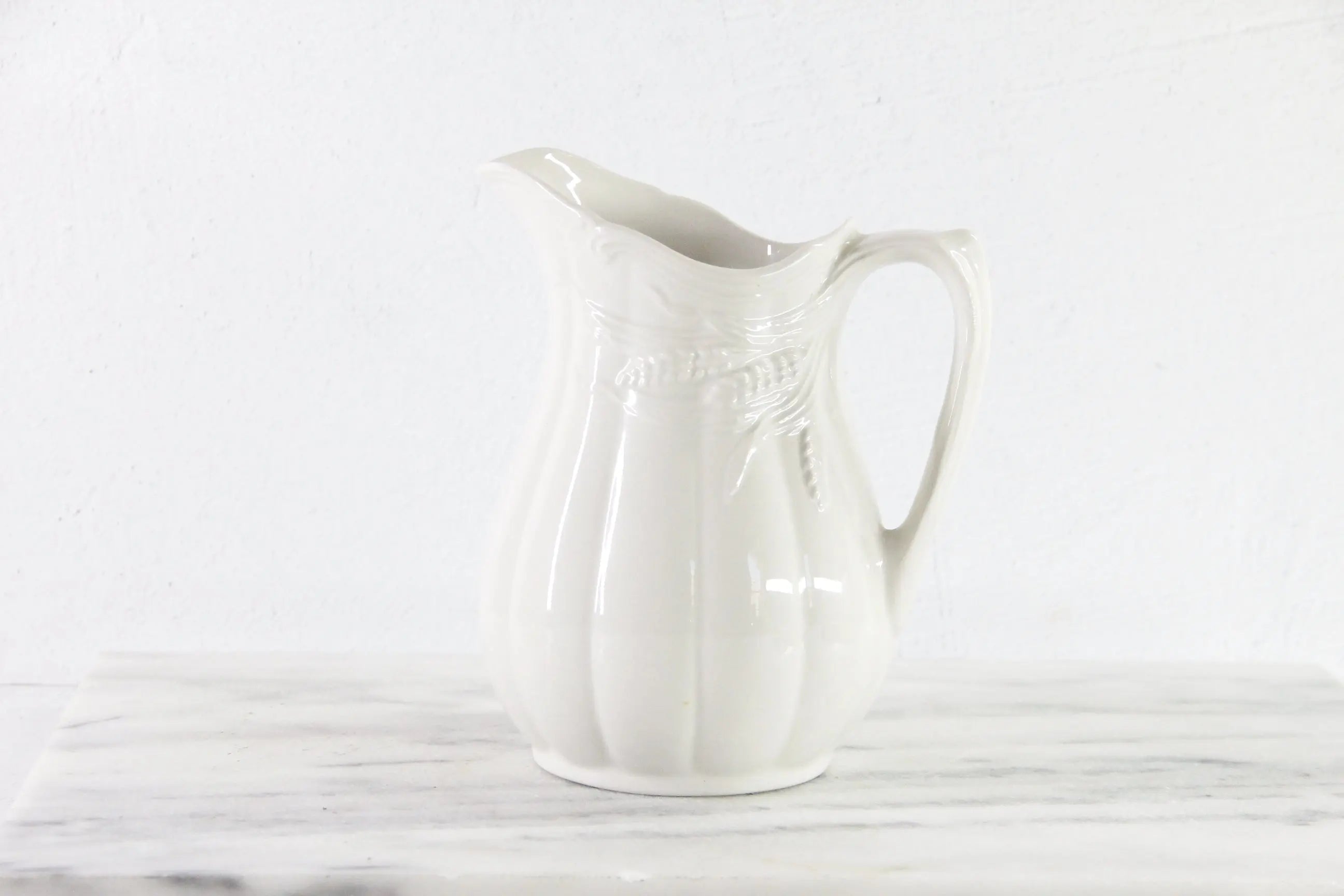 Vintage White Ironstone Pitcher | English Royal Crownford