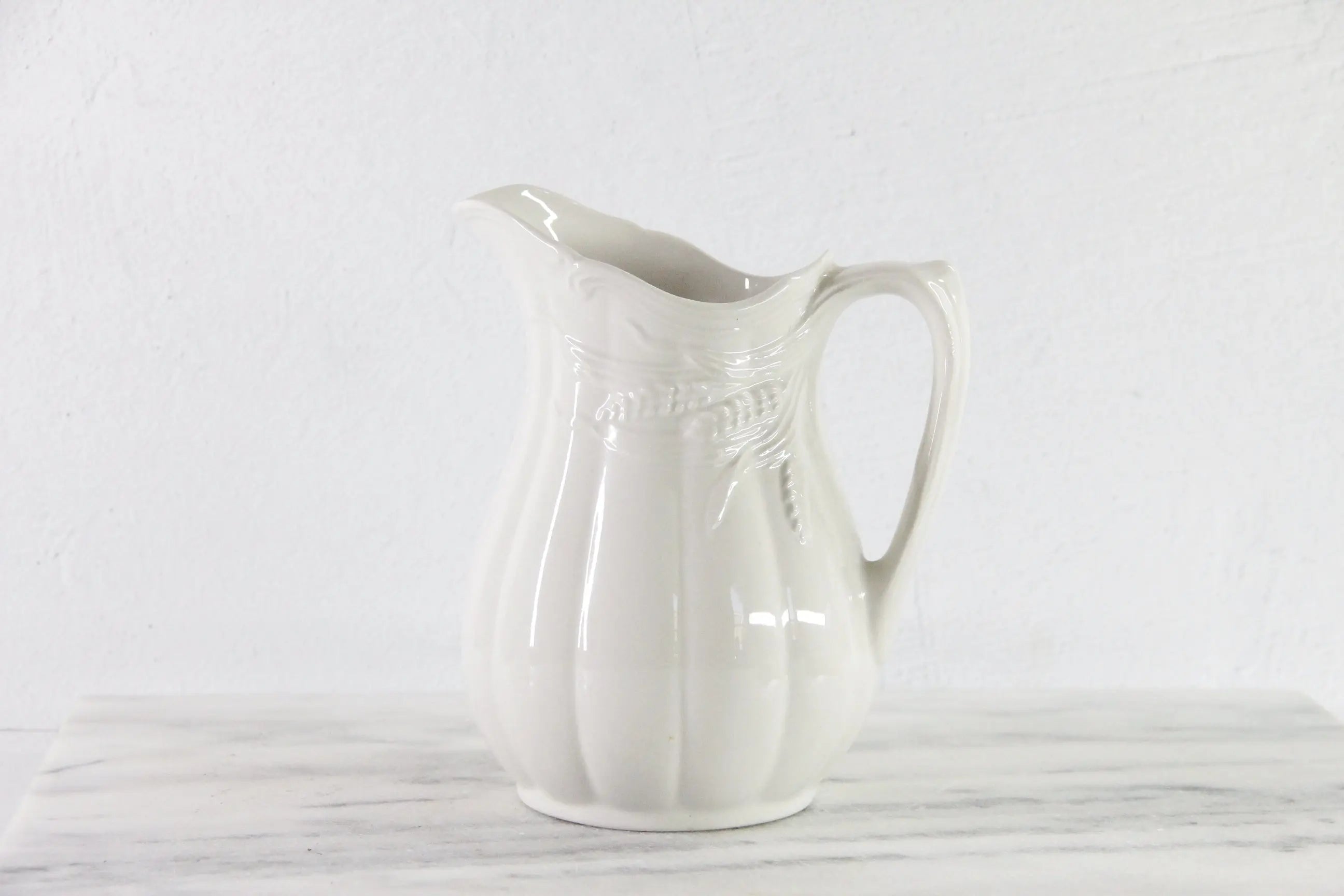 Vintage White Ironstone Pitcher | English Royal Crownford