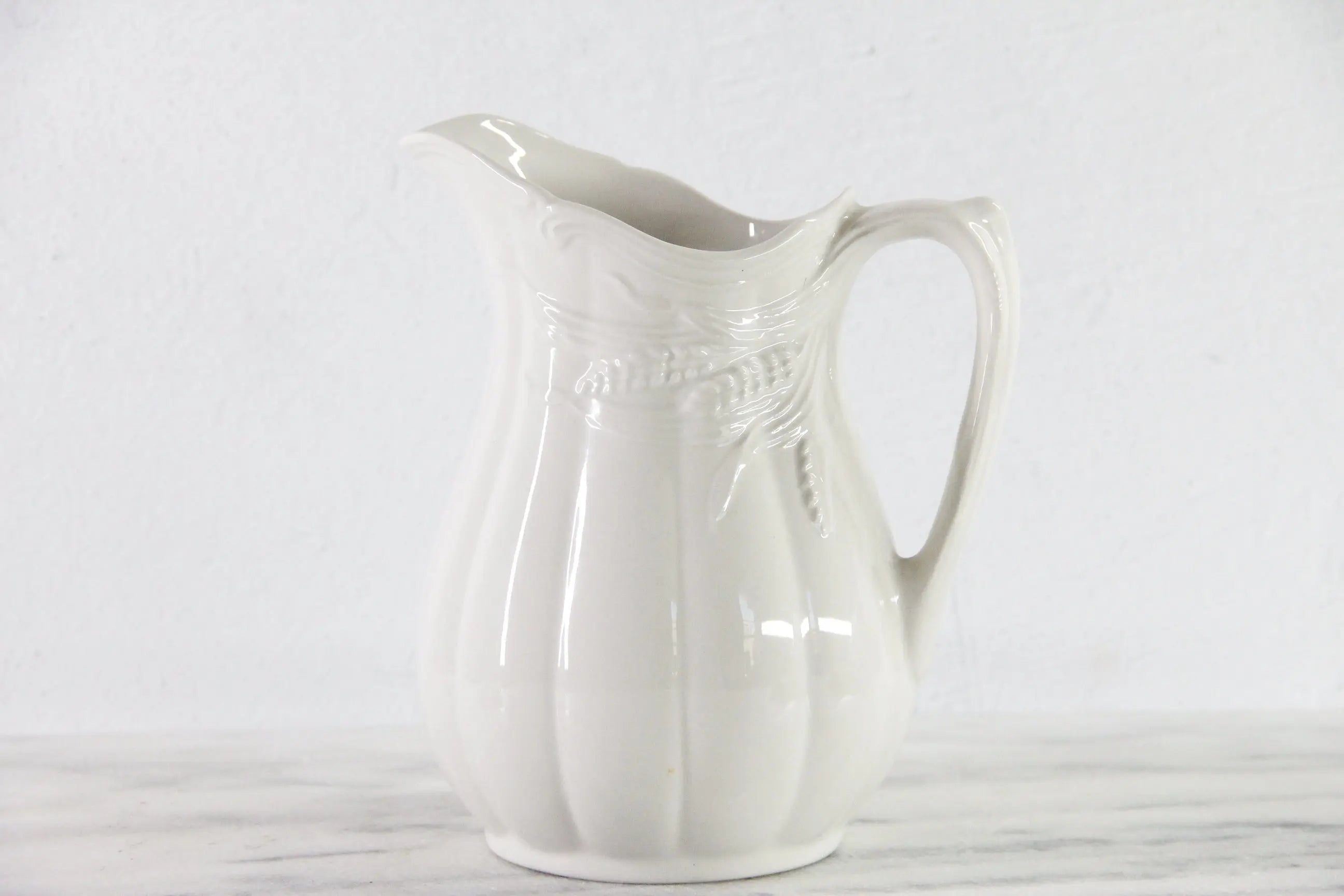 Vintage White Ironstone Pitcher | English Royal Crownford