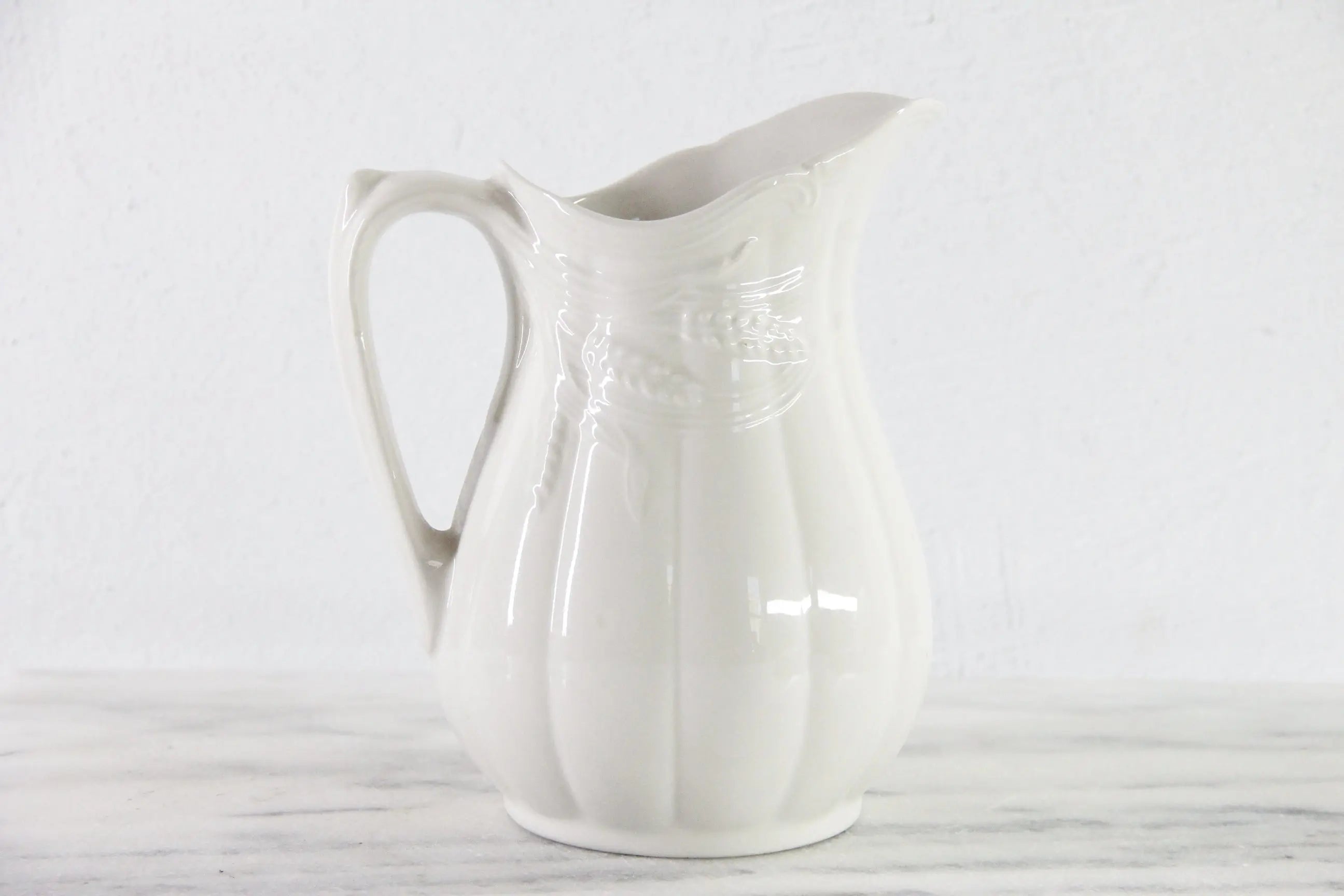 Vintage White Ironstone Pitcher | English Royal Crownford