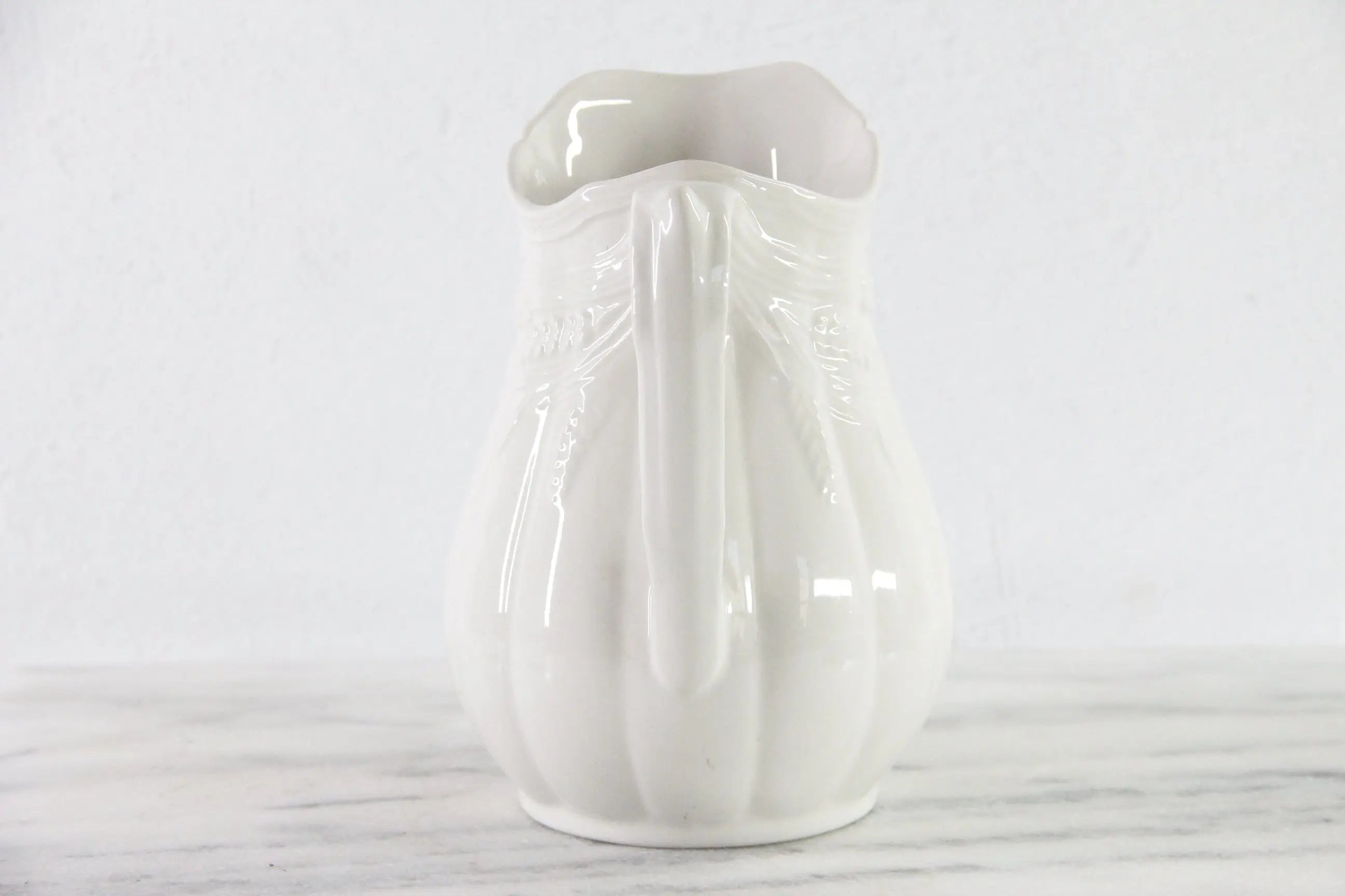 Vintage White Ironstone Pitcher | English Royal Crownford