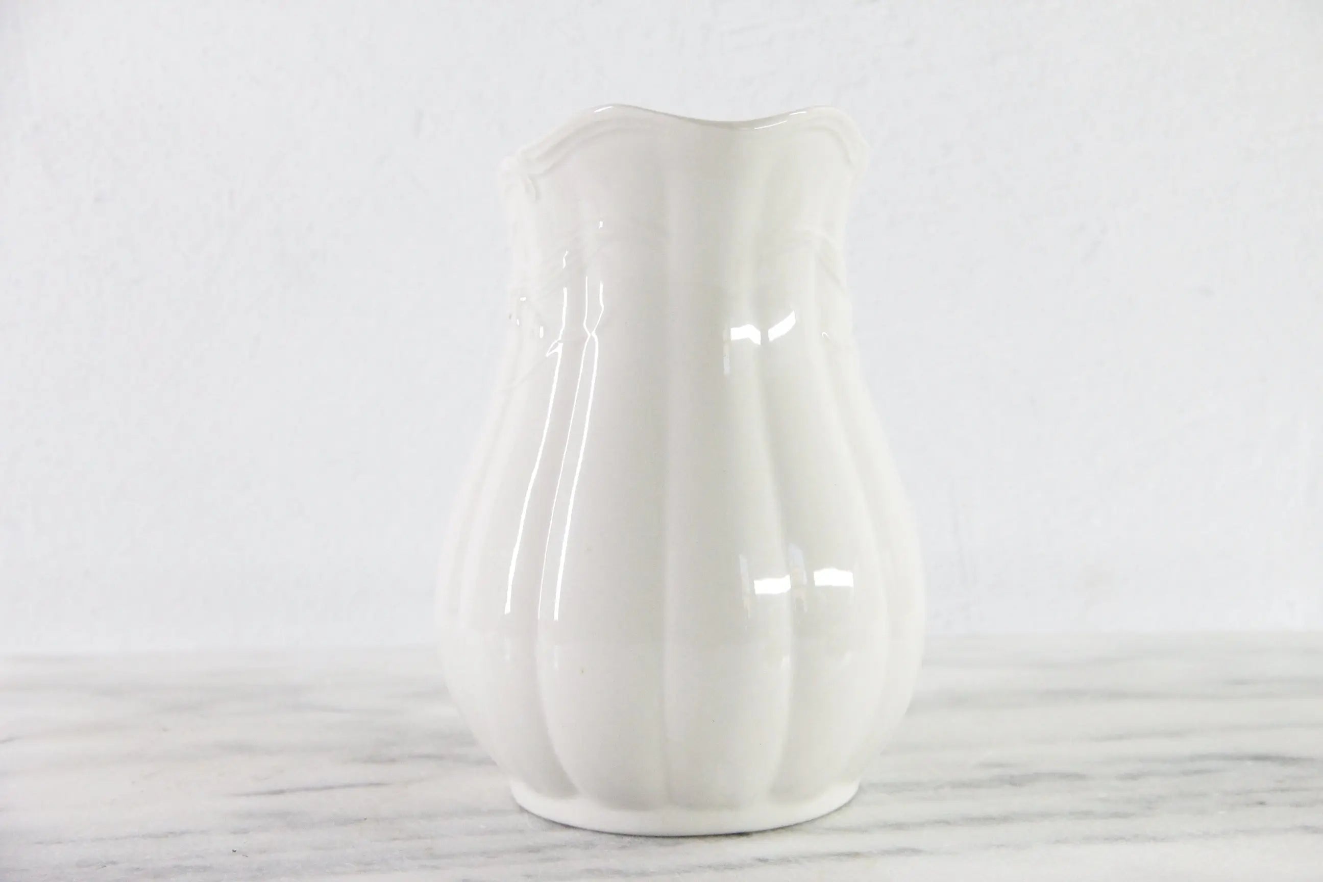 Vintage White Ironstone Pitcher | English Royal Crownford