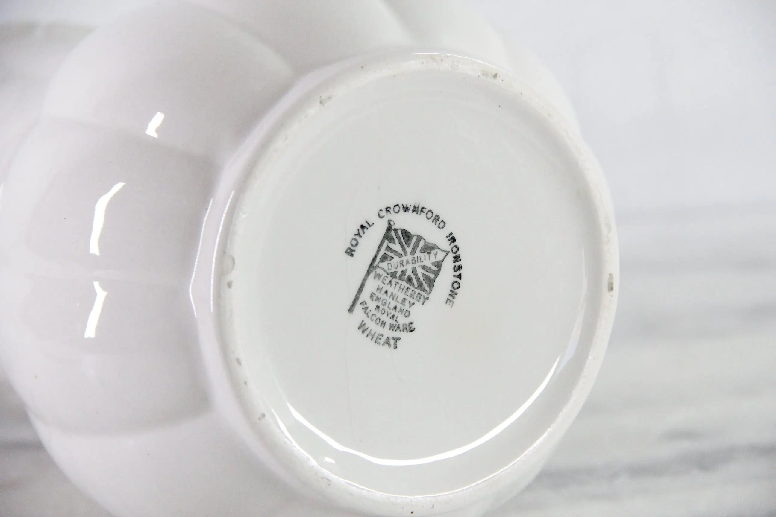 Vintage White Ironstone Pitcher | English Royal Crownford