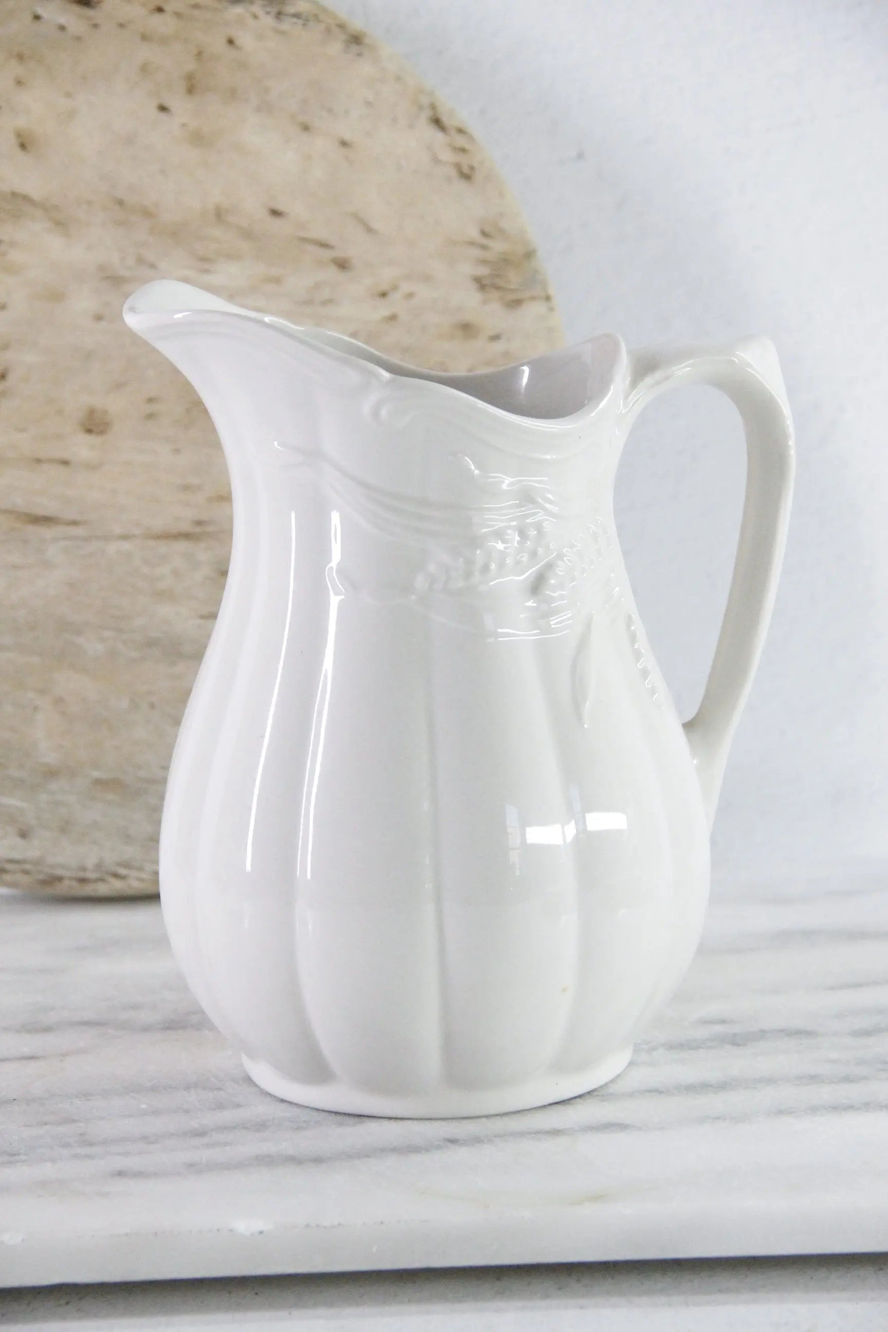 Vintage White Ironstone Pitcher | English Royal Crownford
