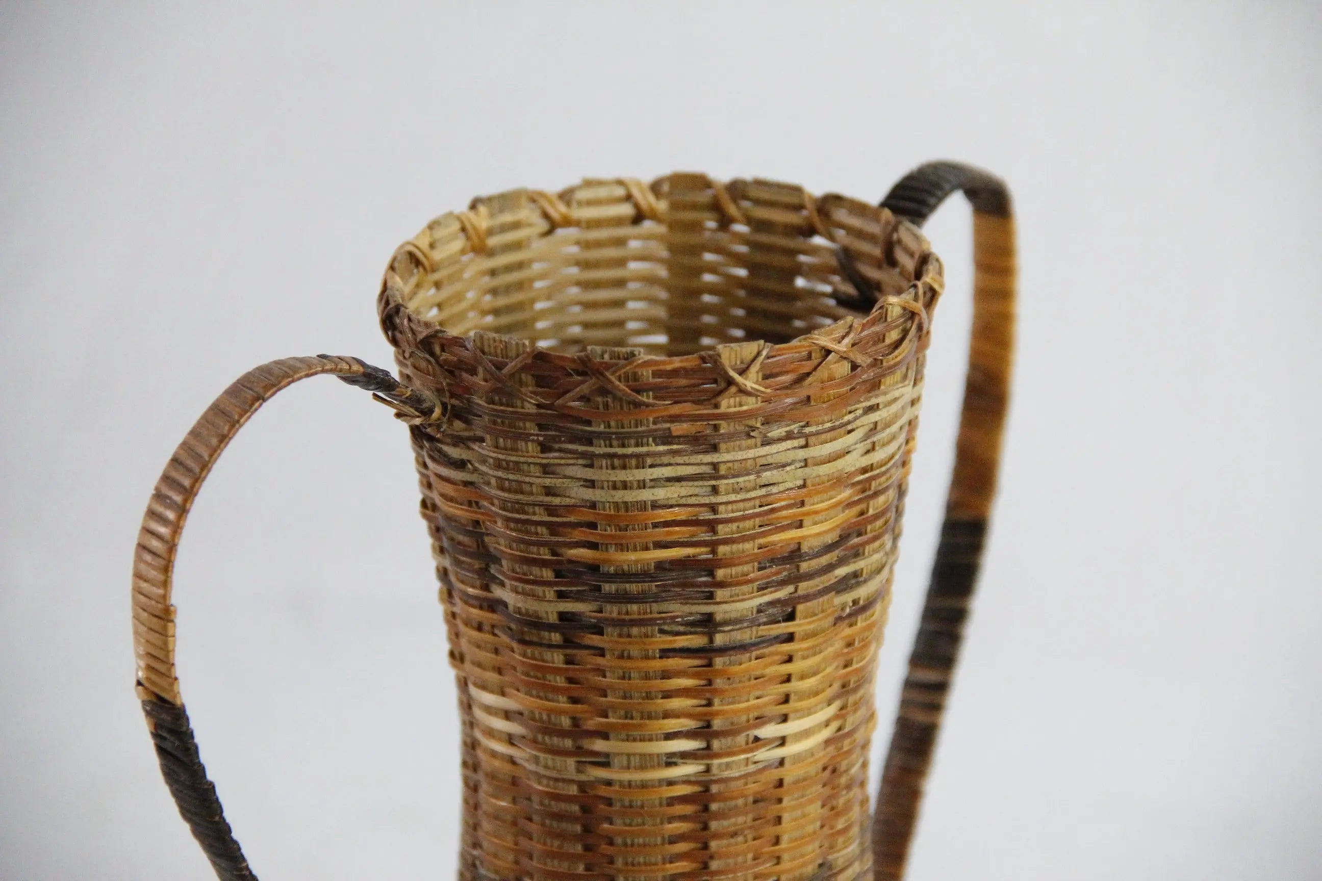 Vintage Wicker Vase | Metal Lined Vessel With Handles-Sm  Debra Hall Lifestyle