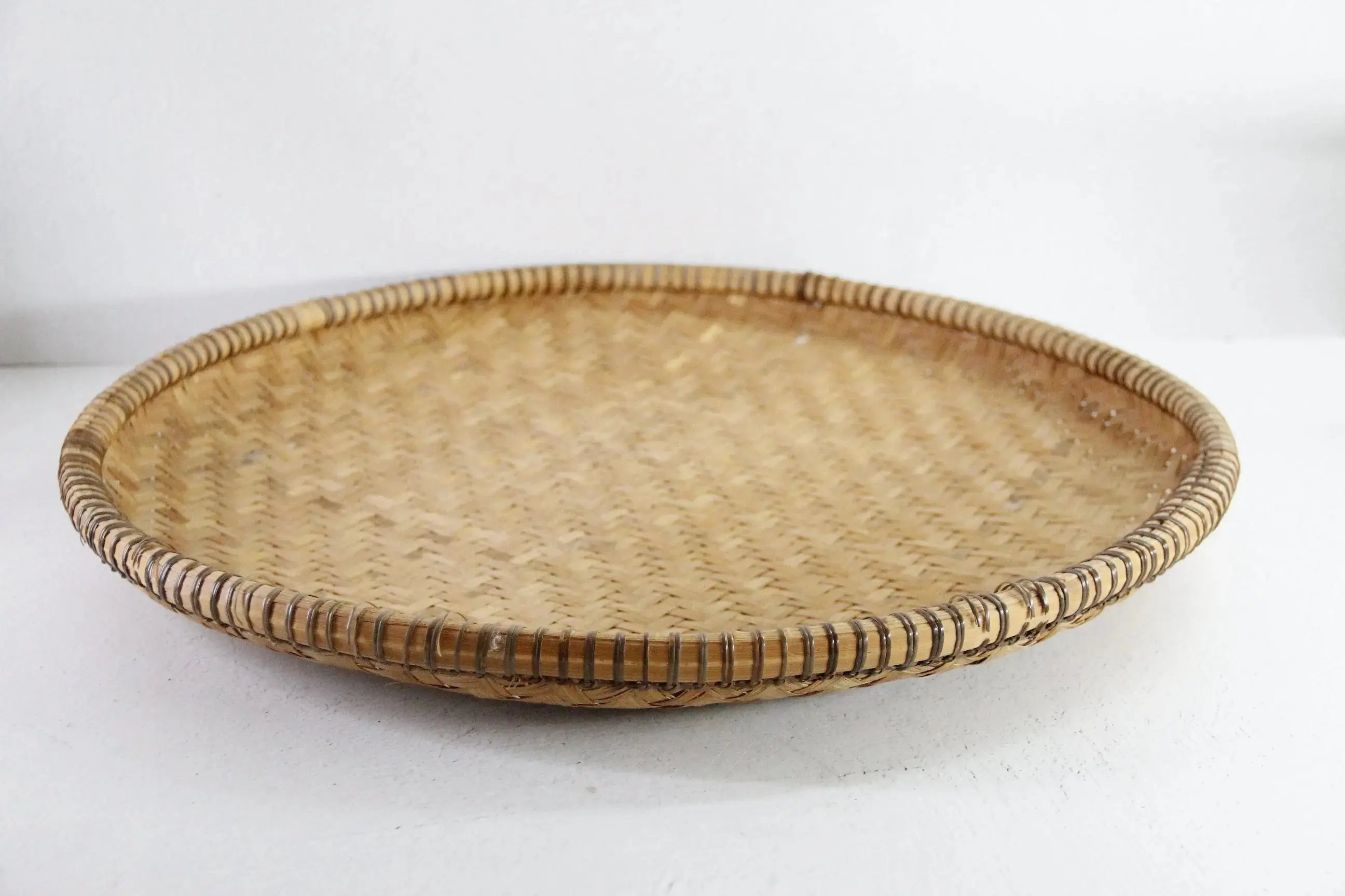 Vintage Winnowing Basket | XL Bamboo Wall Decor 23"  Debra Hall Lifestyle