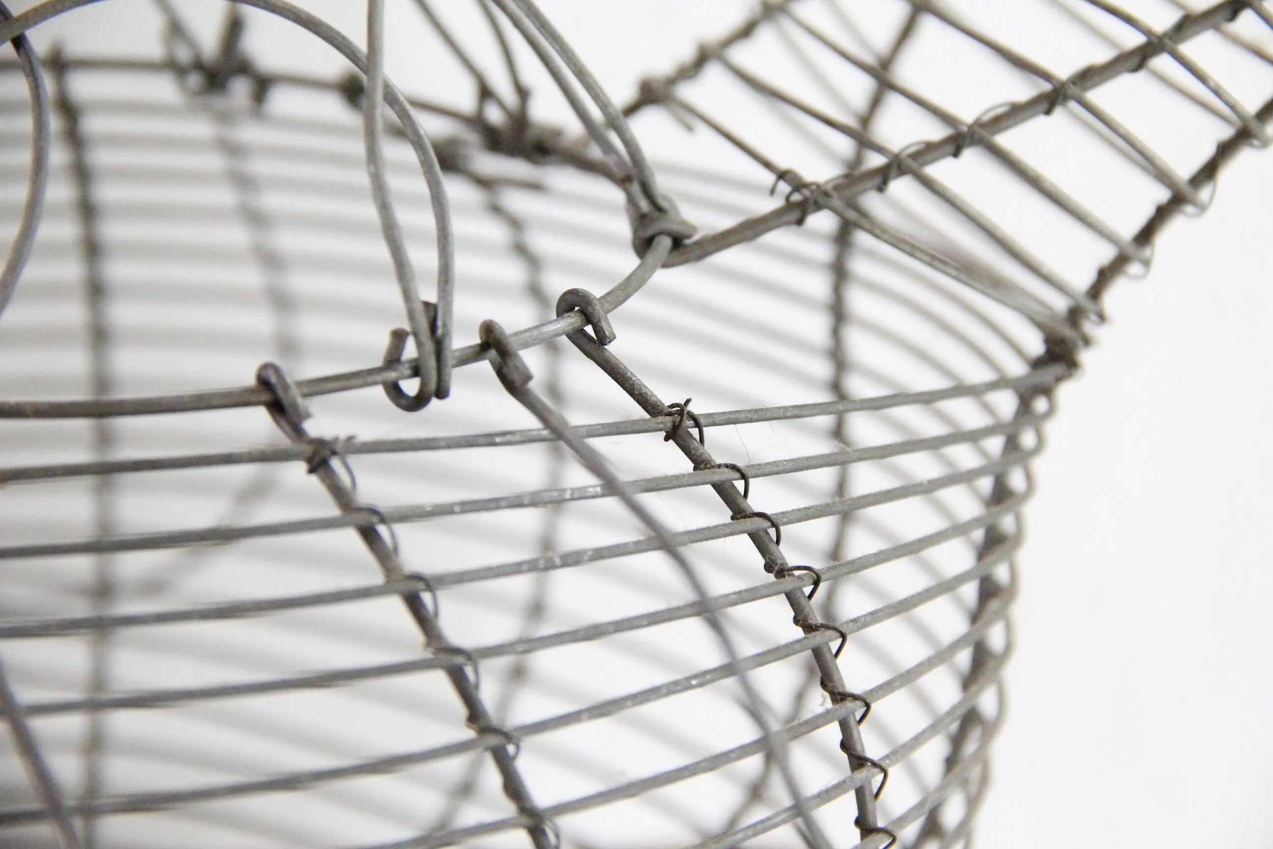 Vintage Wire Egg Basket | Primitive Hand Made Metal Chicken