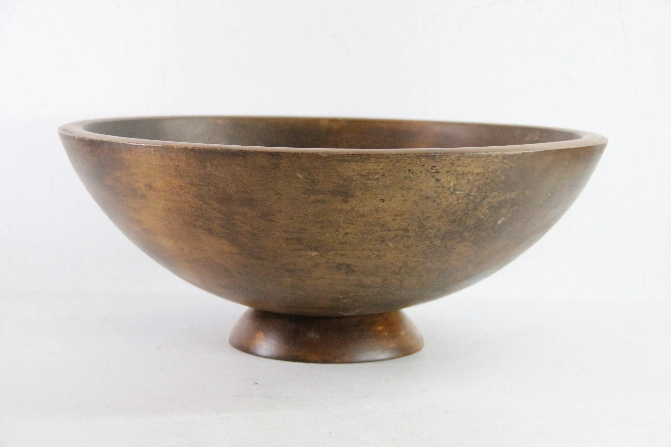 Vintage Wood Bowl Extra Large Scandinavian Pedestal Style