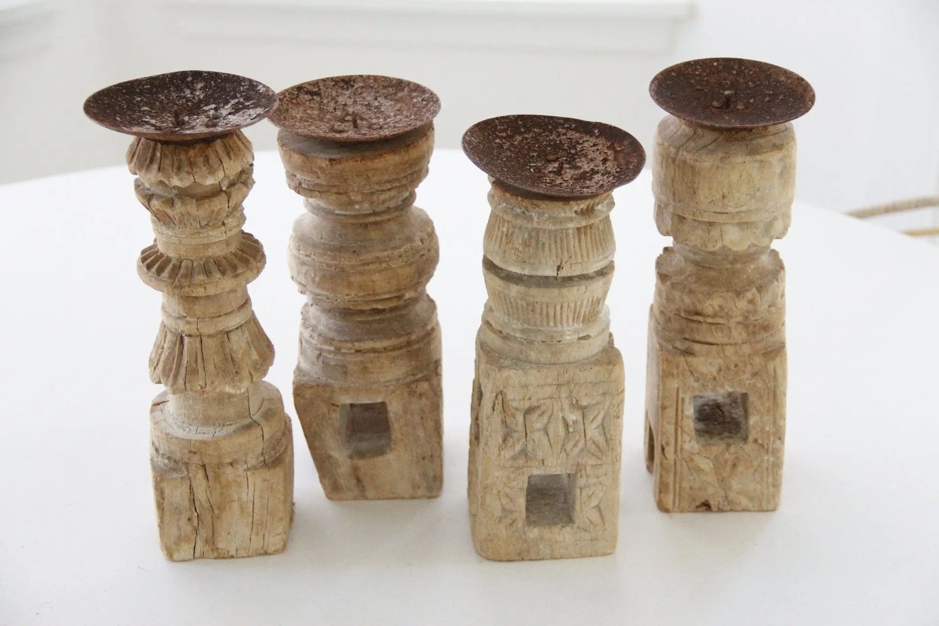Vintage Wood Candle Stand | Medium | Hand Carved  Debra Hall Lifestyle