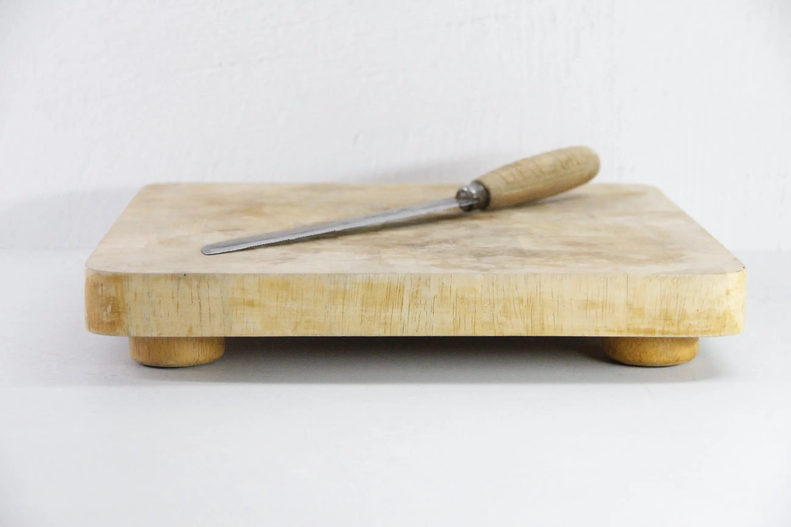 Vintage Wood Cutting Board Footed | Butcher Block Kitchen Decor  Debra Hall Lifestyle
