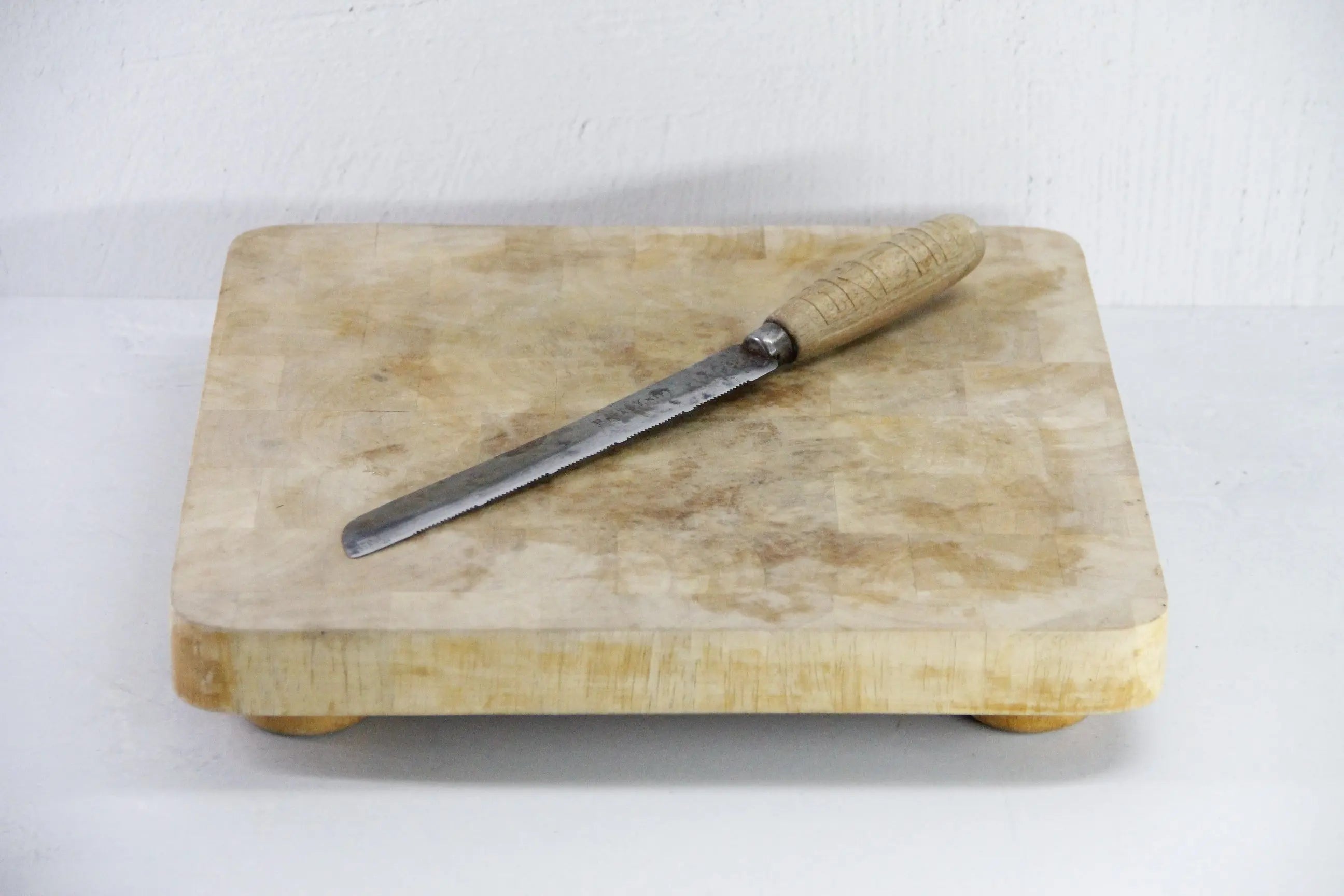 Vintage Wood Cutting Board Footed | Butcher Block Kitchen Decor  Debra Hall Lifestyle