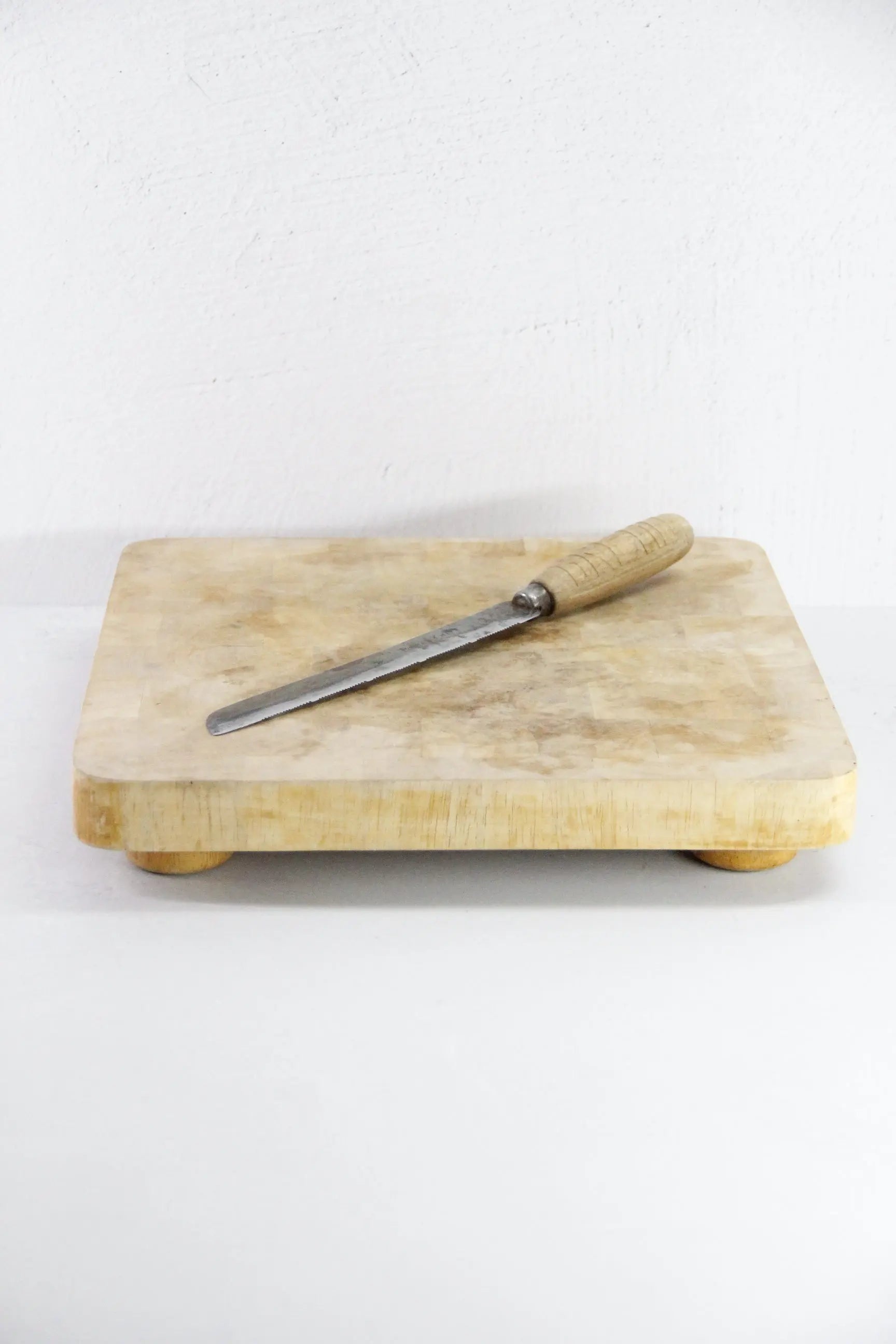 Vintage Wood Cutting Board Footed | Butcher Block Kitchen Decor  Debra Hall Lifestyle