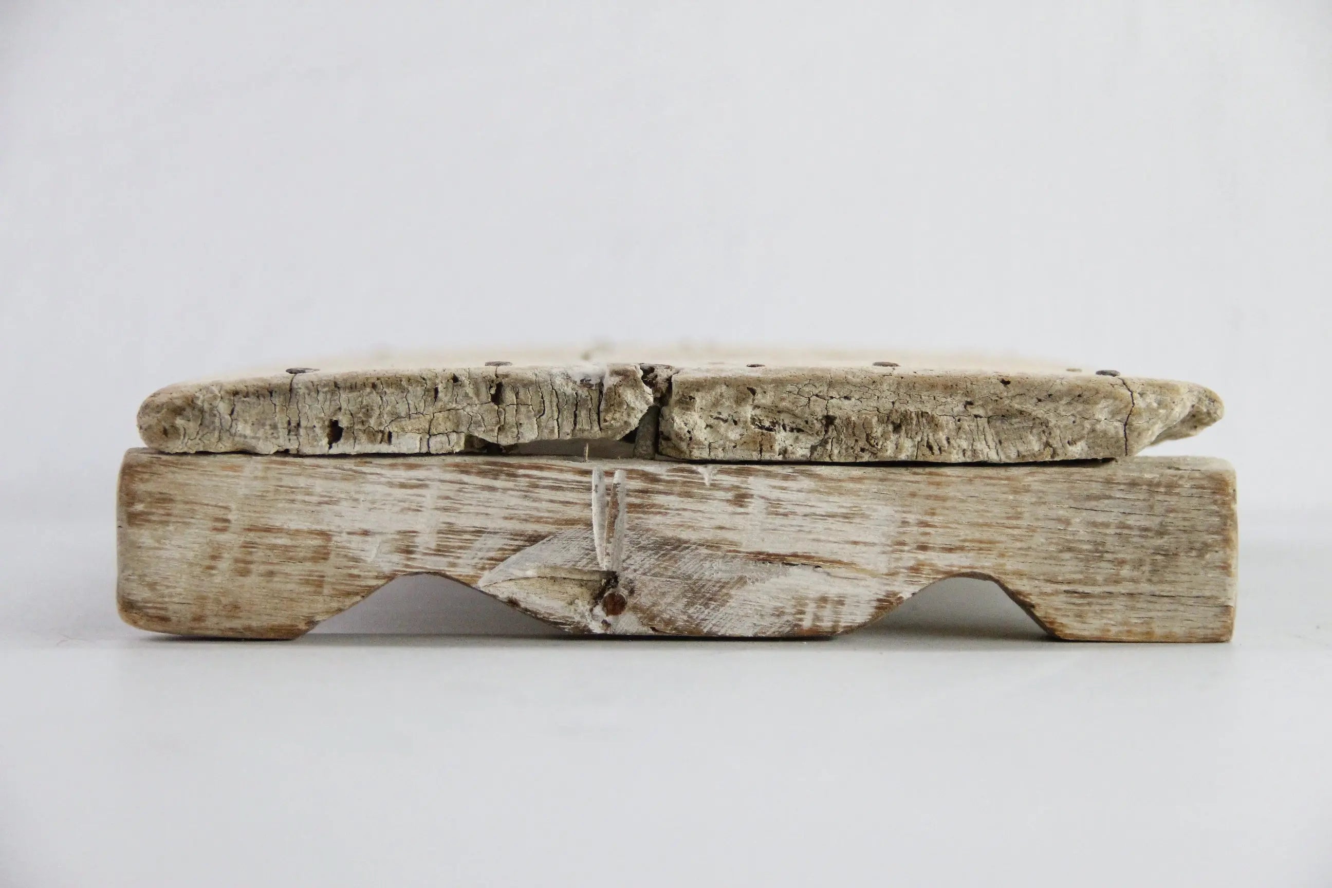 Vintage Wood Riser | Bleached Teak Bajot Board/Natural Tray  Debra Hall Lifestyle