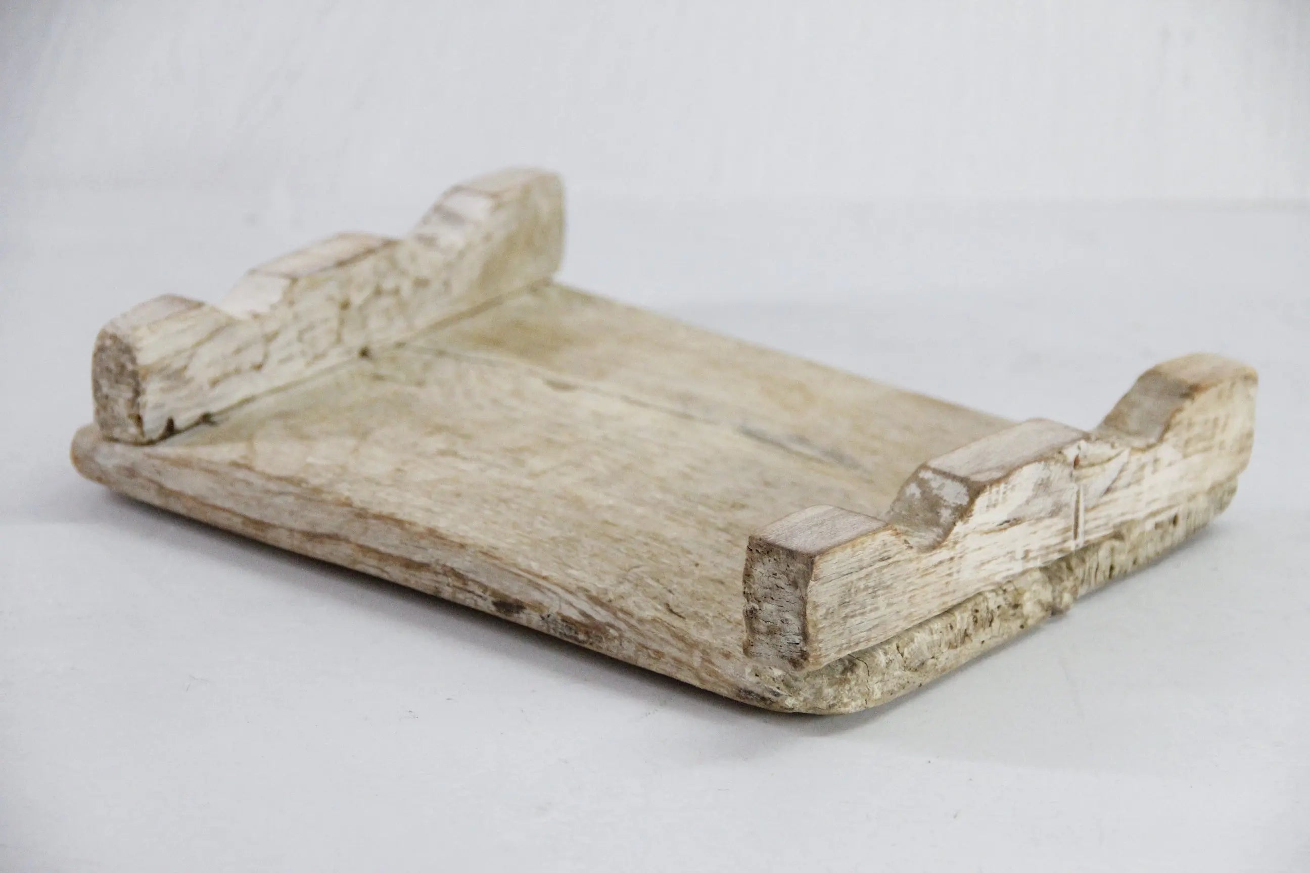 Vintage Wood Riser | Bleached Teak Bajot Board/Natural Tray  Debra Hall Lifestyle
