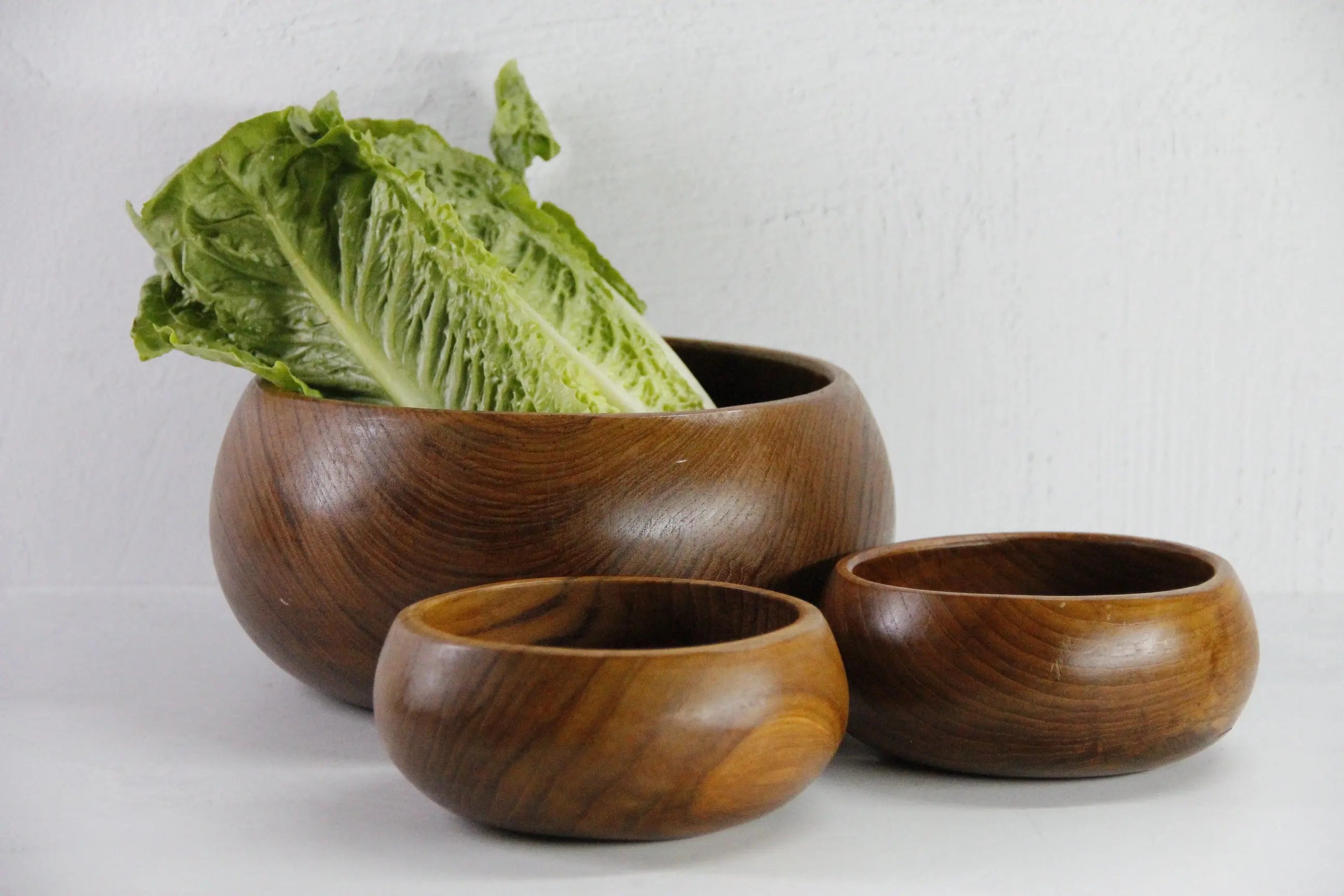 Vintage Wooden Salad Bowl Set 3 Piece | Midcentury Modern Teak  Debra Hall Lifestyle