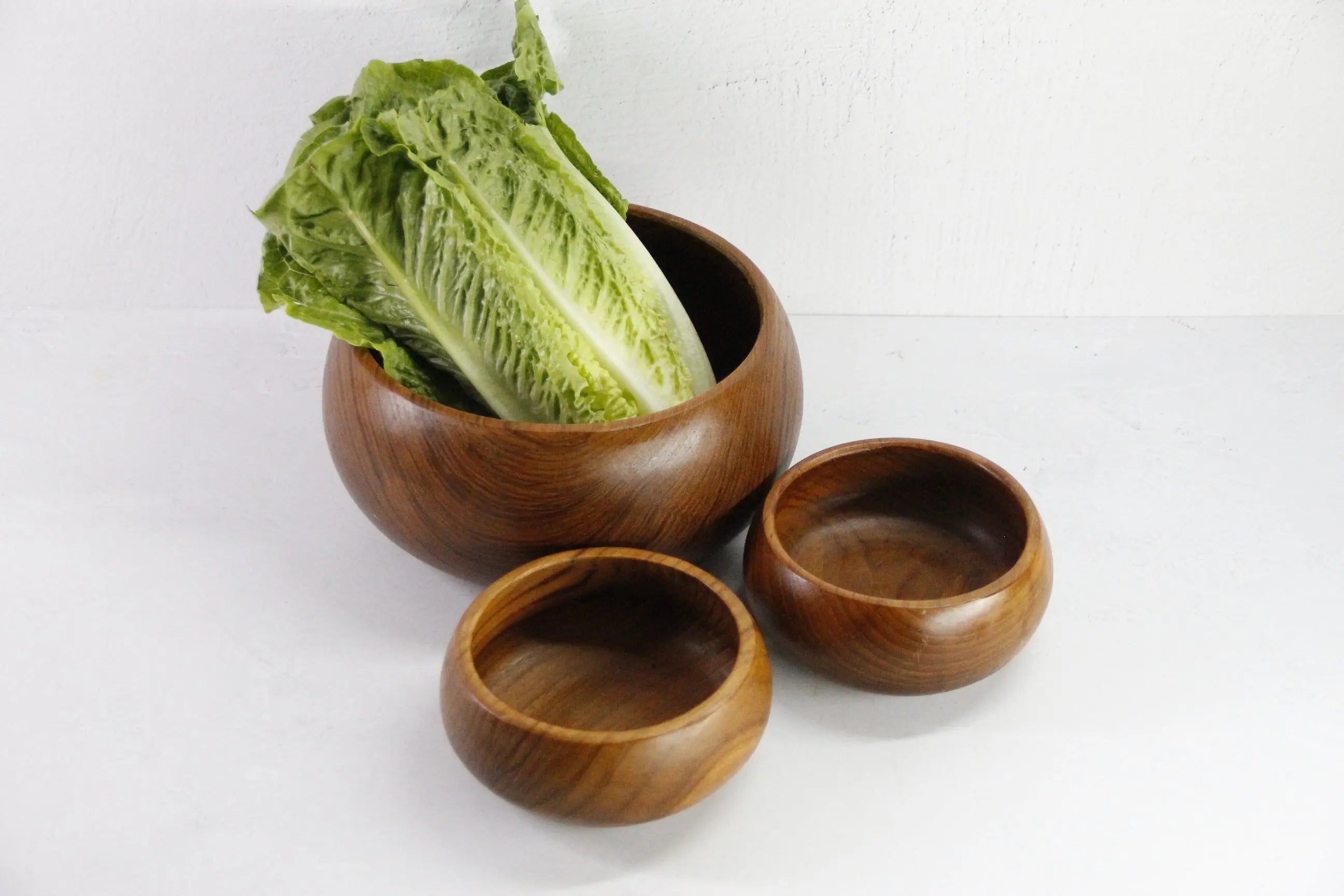 Vintage Wooden Salad Bowl Set 3 Piece | Midcentury Modern Teak  Debra Hall Lifestyle