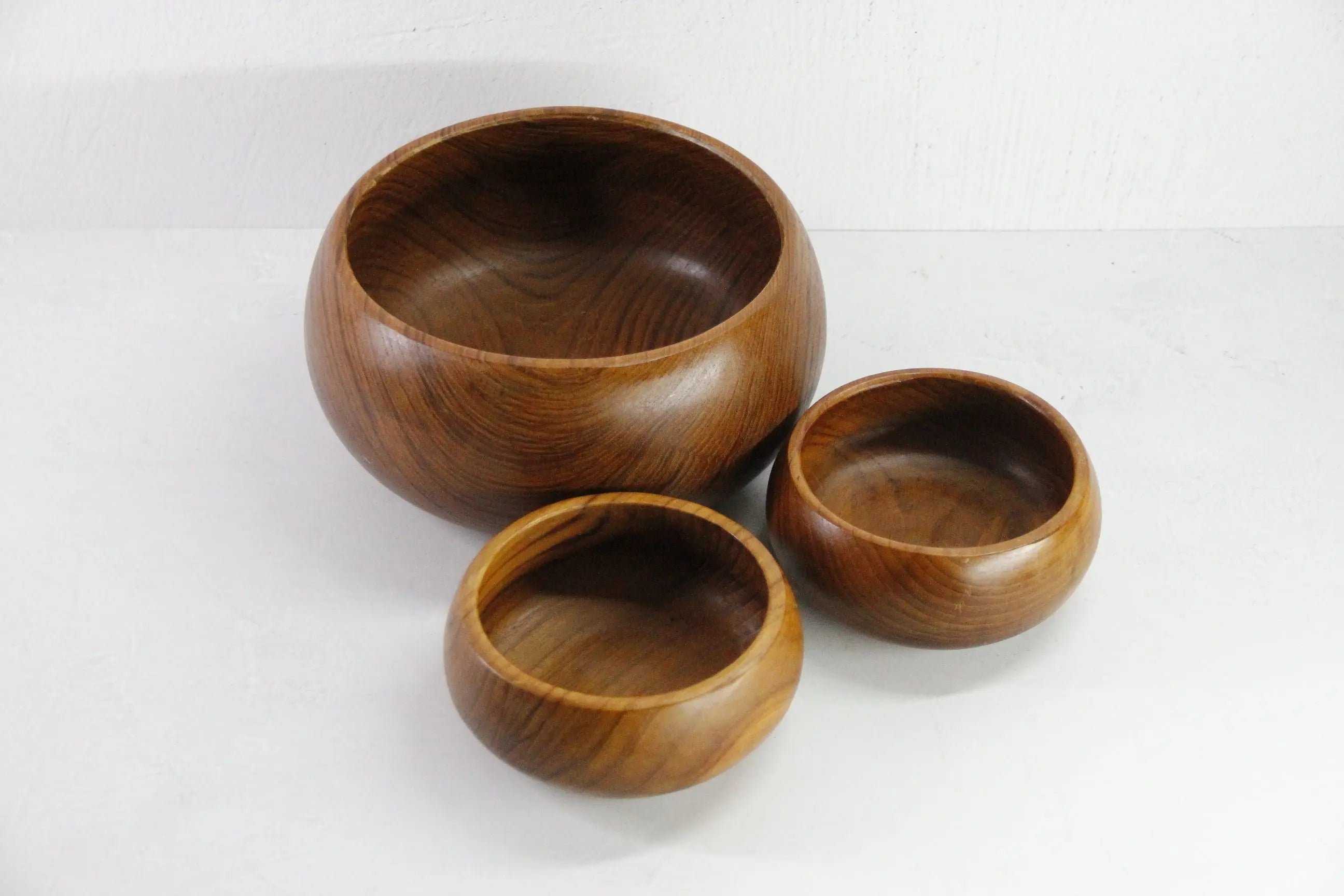 Vintage Wooden Salad Bowl Set 3 Piece | Midcentury Modern Teak  Debra Hall Lifestyle