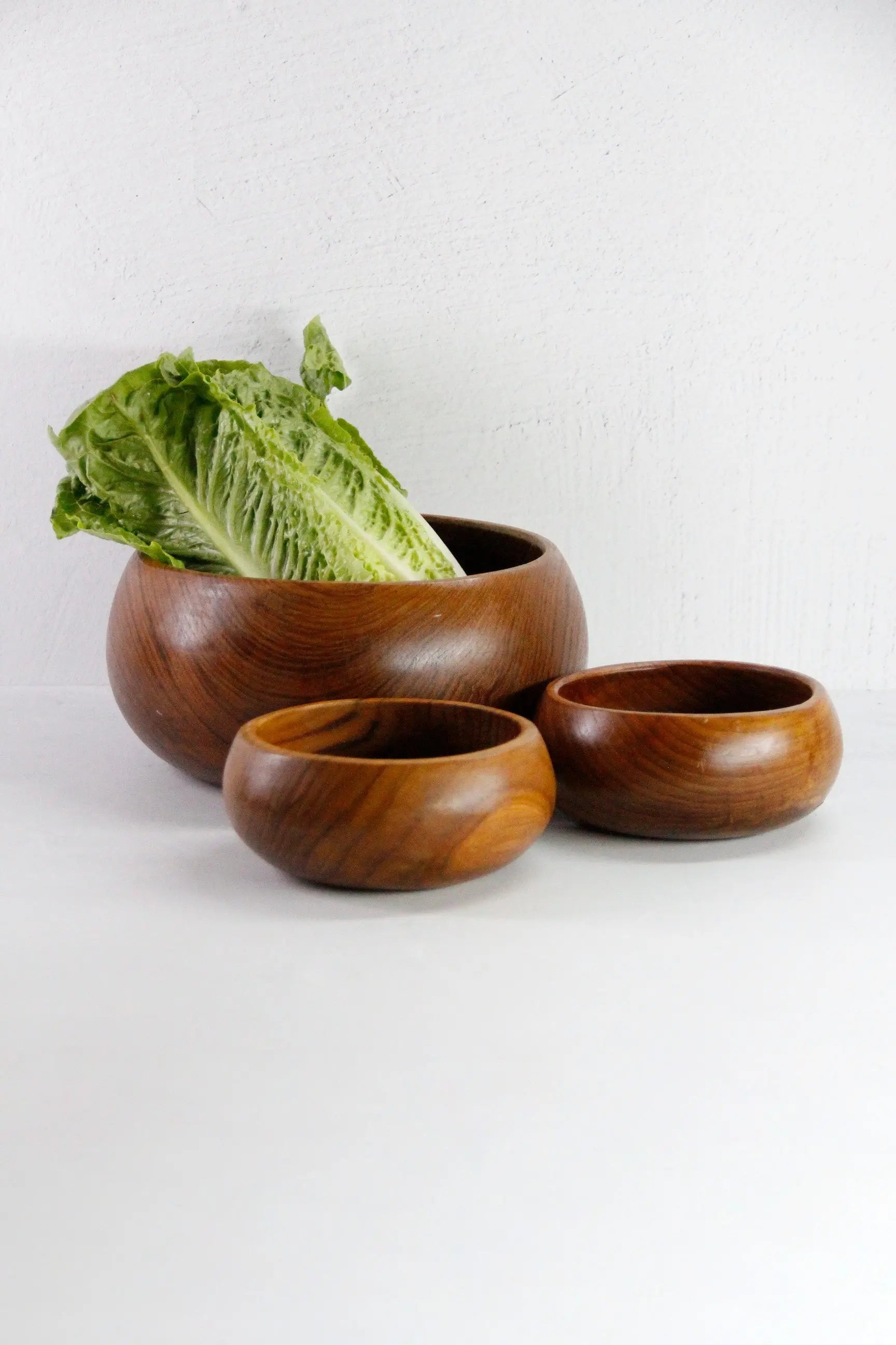 Vintage Wooden Salad Bowl Set 3 Piece | Midcentury Modern Teak  Debra Hall Lifestyle