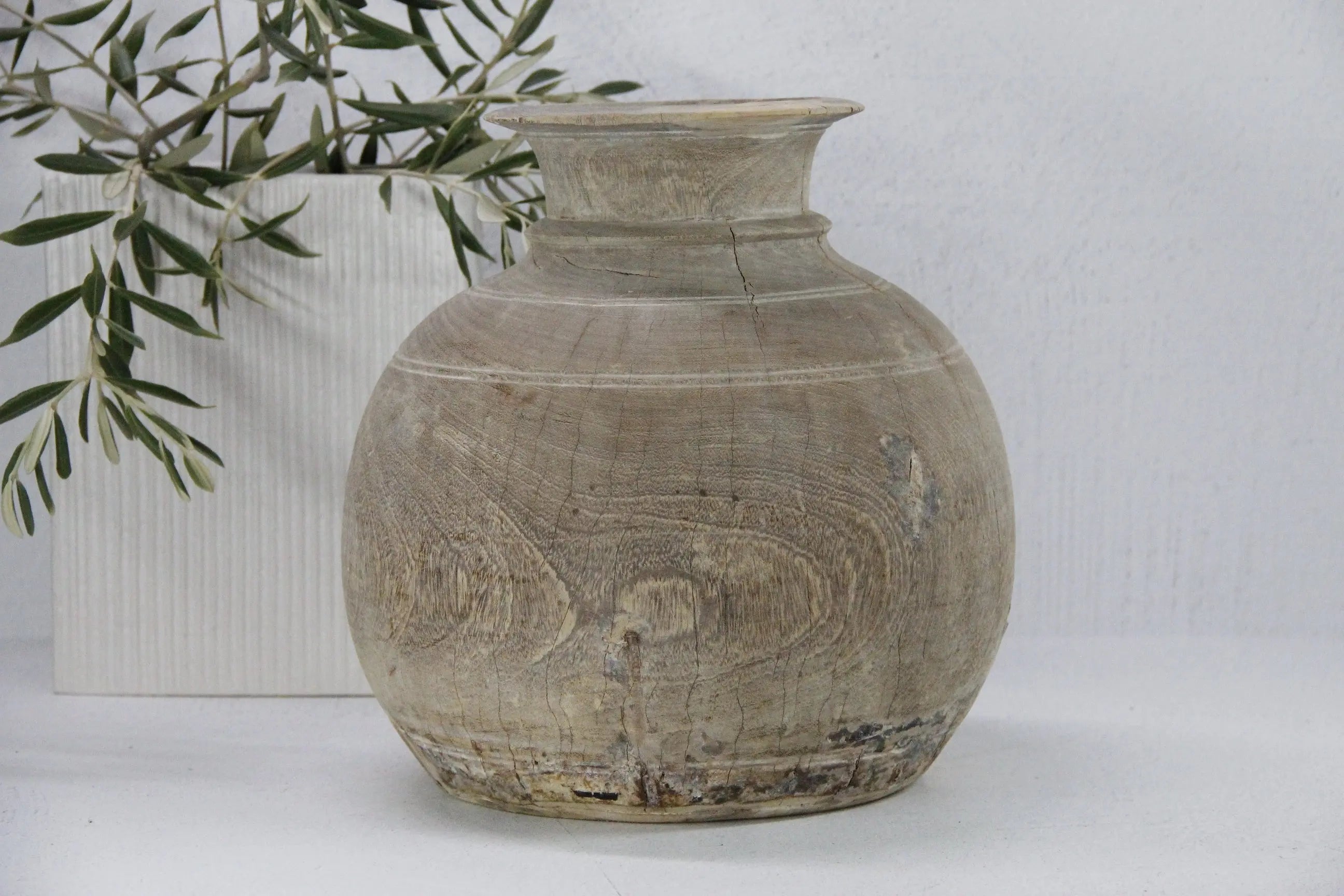 Vintage Wooden Vase | Carved Vessel  Debra Hall Lifestyle