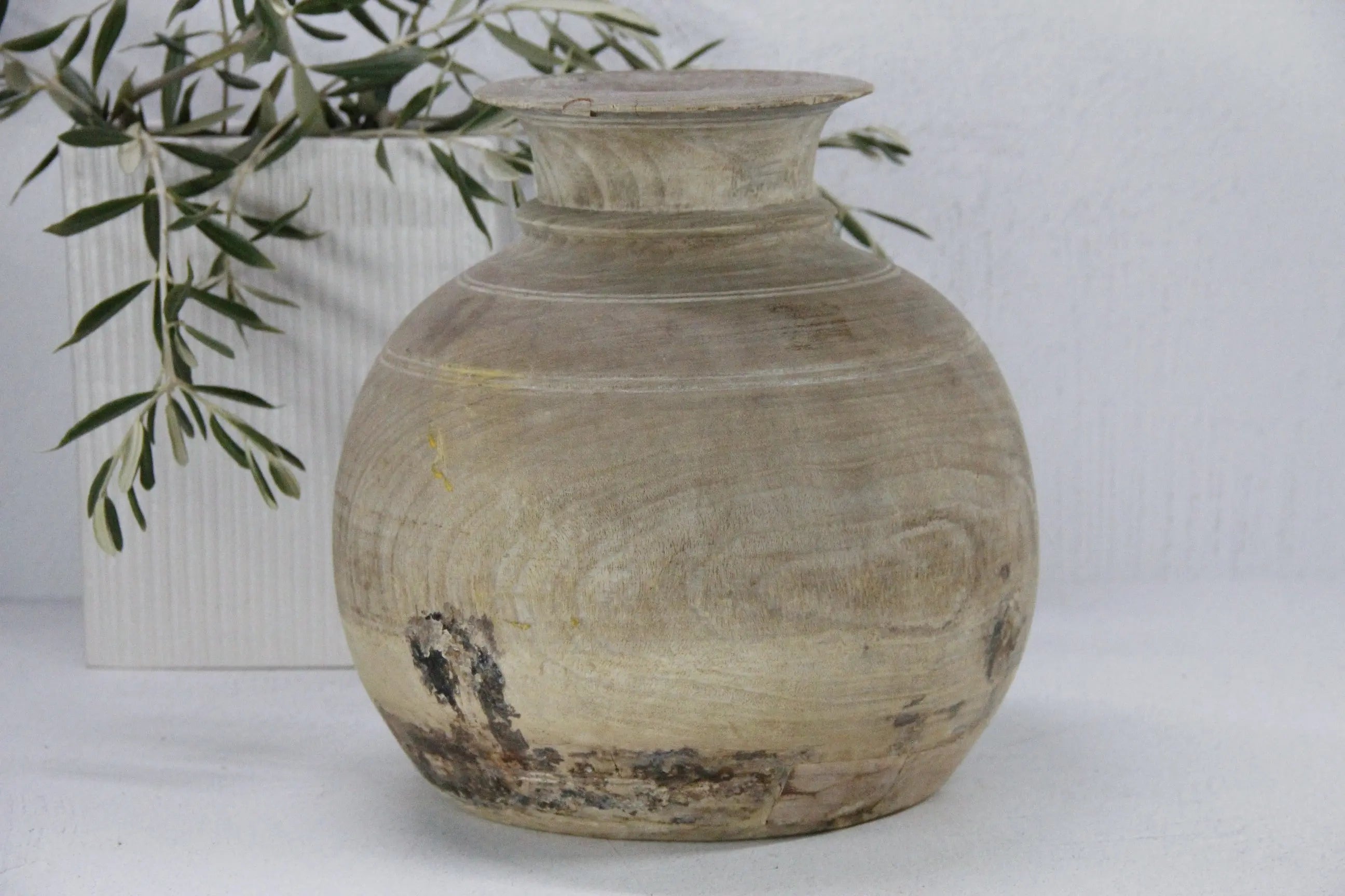 Vintage Wooden Vase | Carved Vessel  Debra Hall Lifestyle