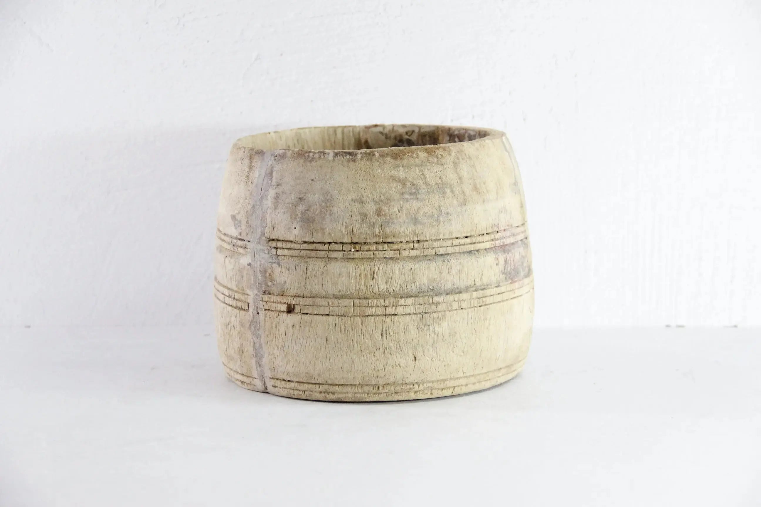 Vintage Wooden Vase | Honey Pot Hand Carved Vessel - Debra Hall Lifestyle