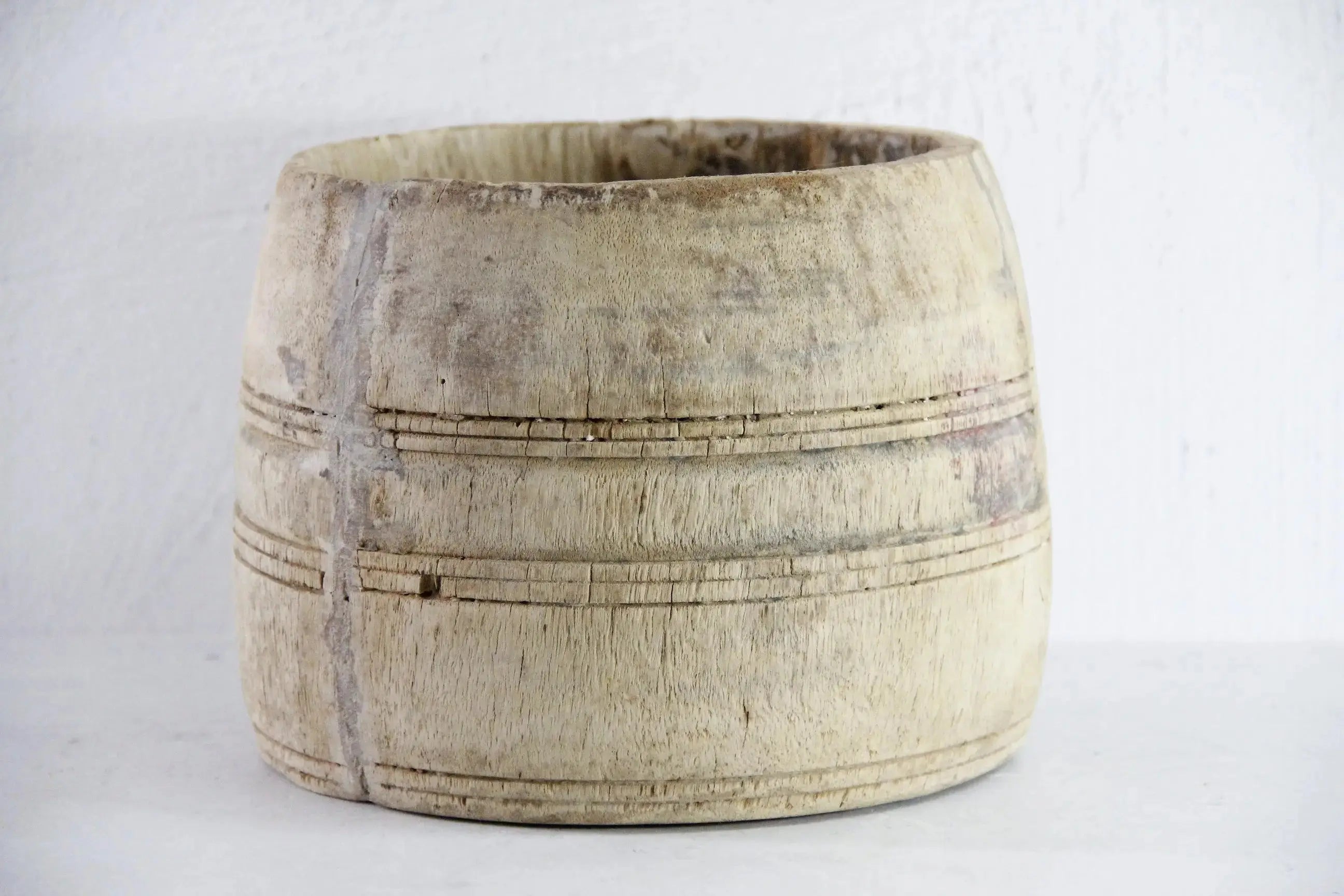 Vintage Wooden Vase | Honey Pot Hand Carved Vessel - Debra Hall Lifestyle
