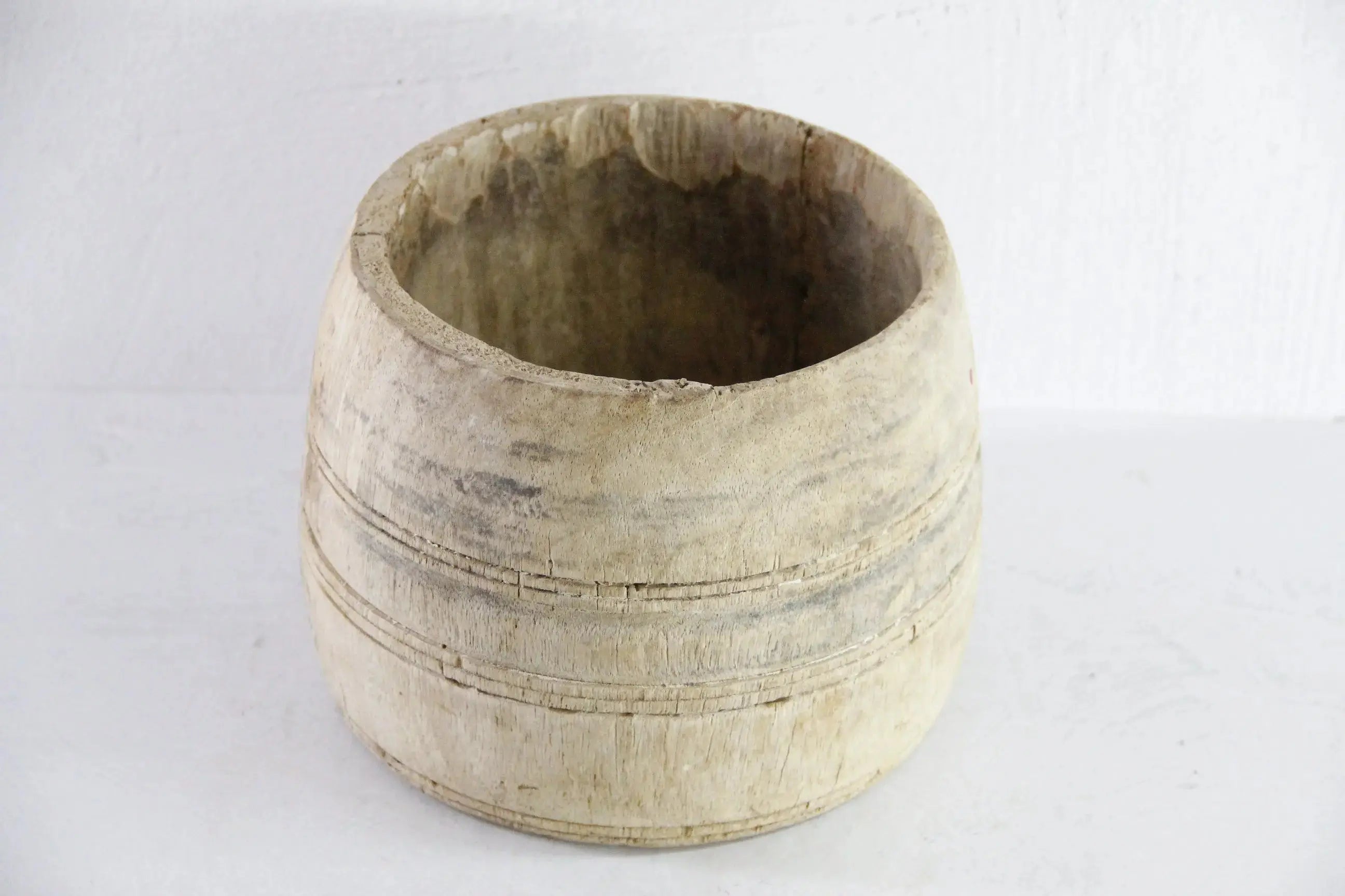 Vintage Wooden Vase | Honey Pot Hand Carved Vessel - Debra Hall Lifestyle