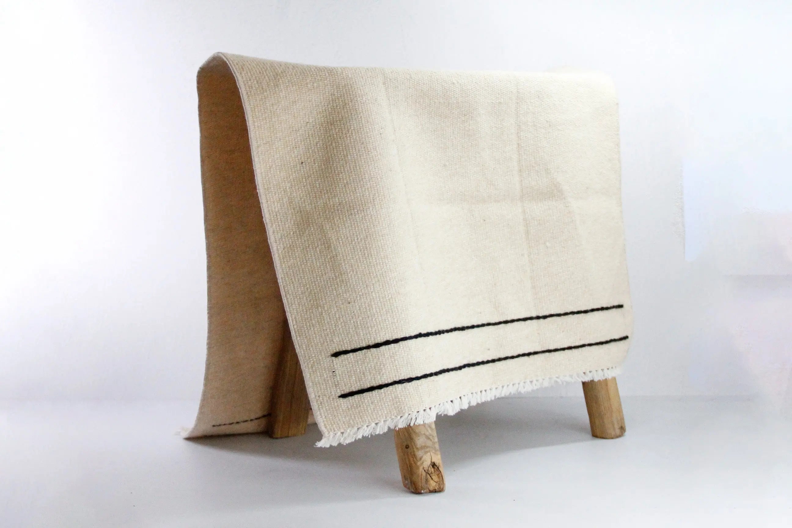 Vintage Wool Kilim Rug | Small Throw Rug Black Stitch  Debra Hall Lifestyle