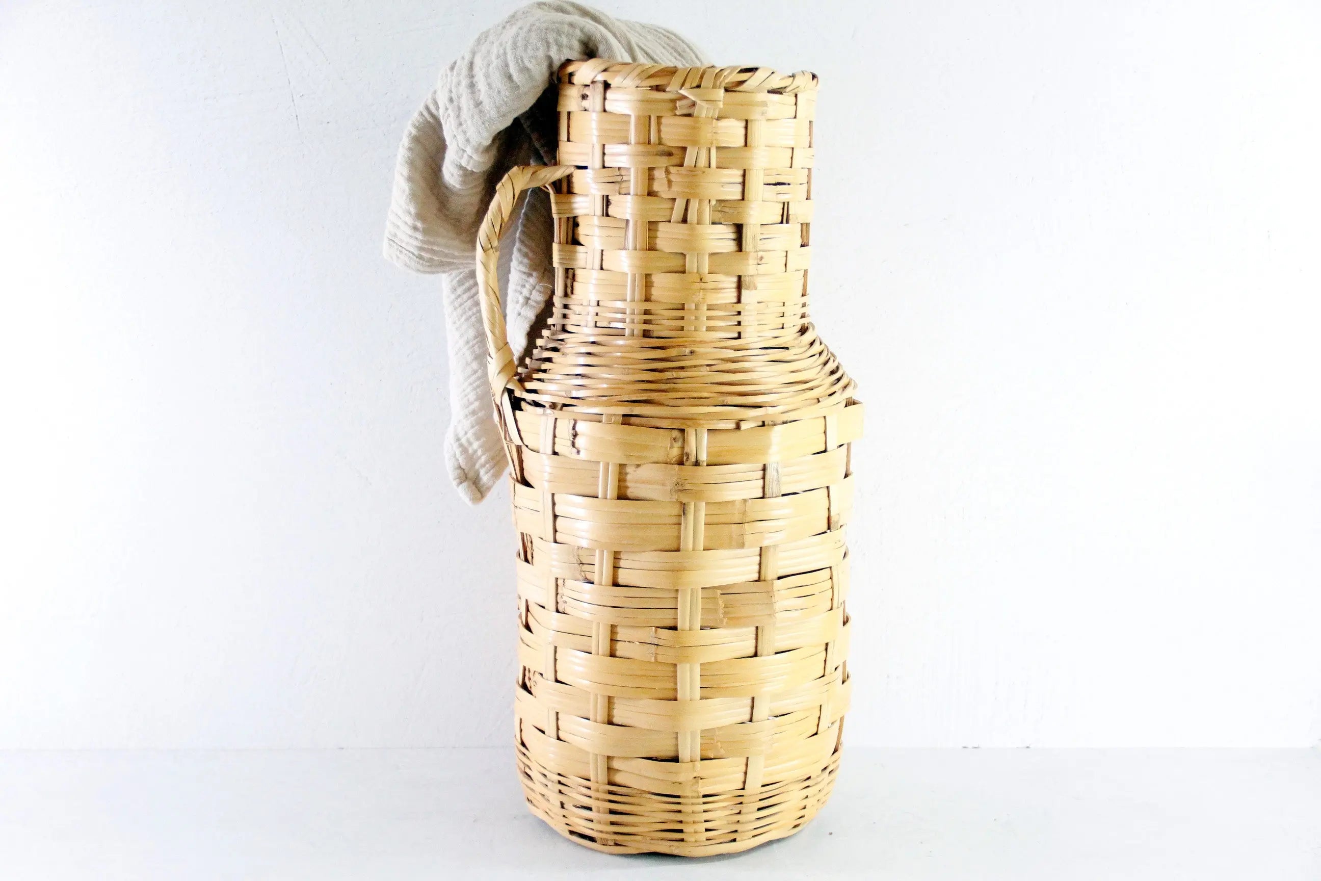 Vintage Woven Floor Vase | 1960s Tall Umbrella Basket  Debra Hall Lifestyle