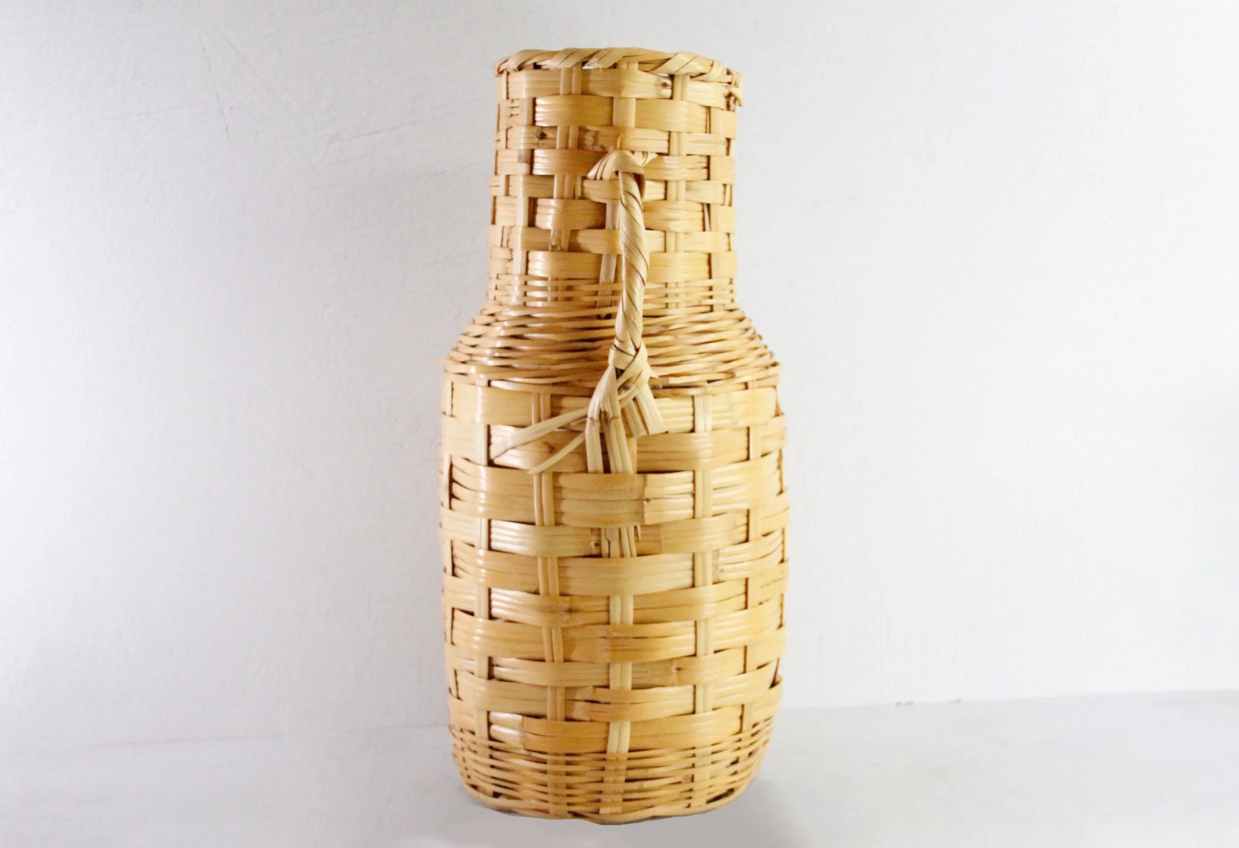 Vintage Woven Floor Vase | 1960s Tall Umbrella Basket  Debra Hall Lifestyle