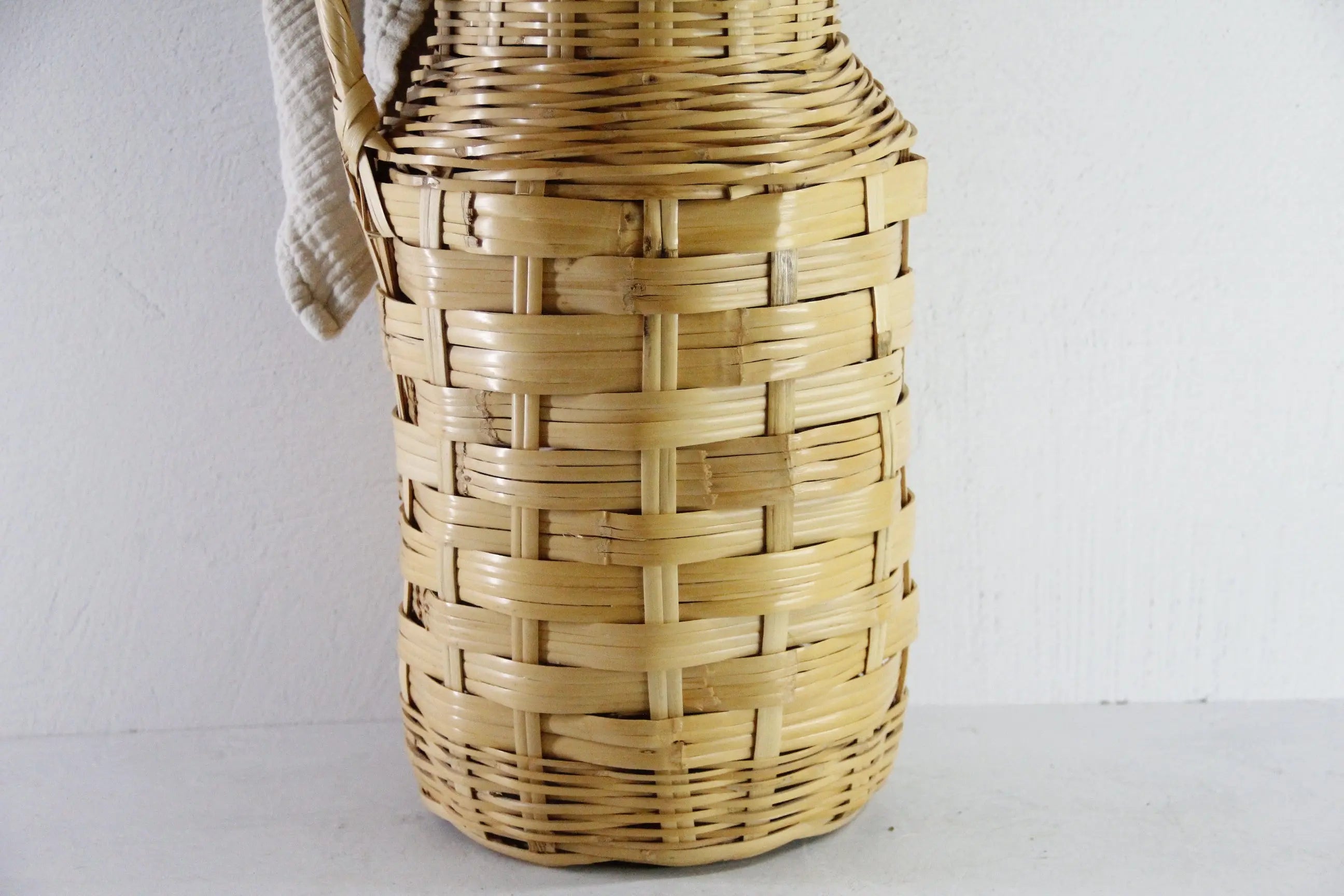 Vintage Woven Floor Vase | 1960s Tall Umbrella Basket  Debra Hall Lifestyle